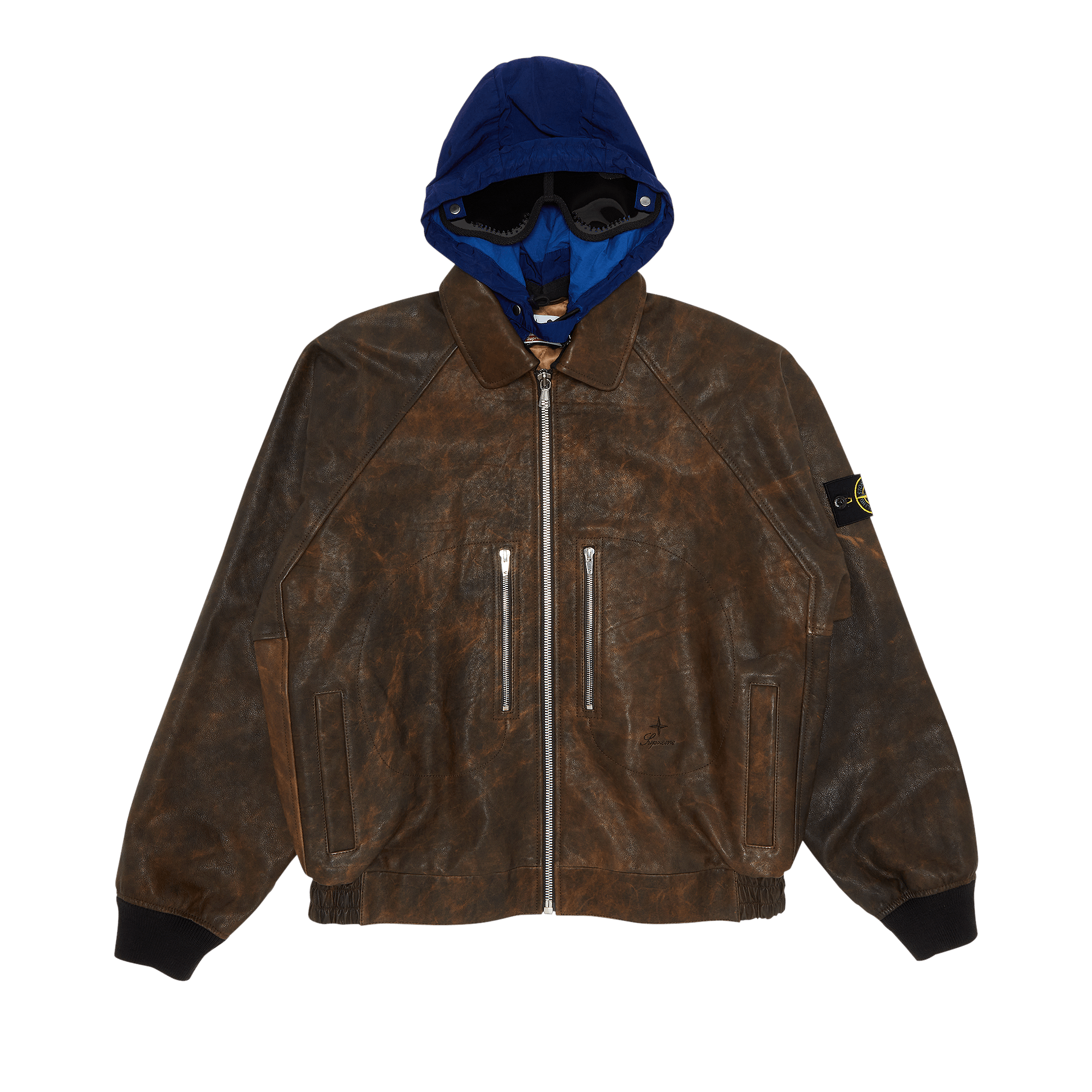 Supreme x Stone Island Leather Bomber Jacket 'Brown'