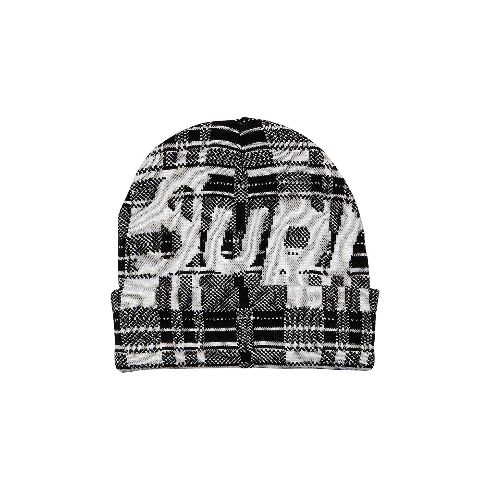 Supreme Big Logo Beanie 'White Plaid'