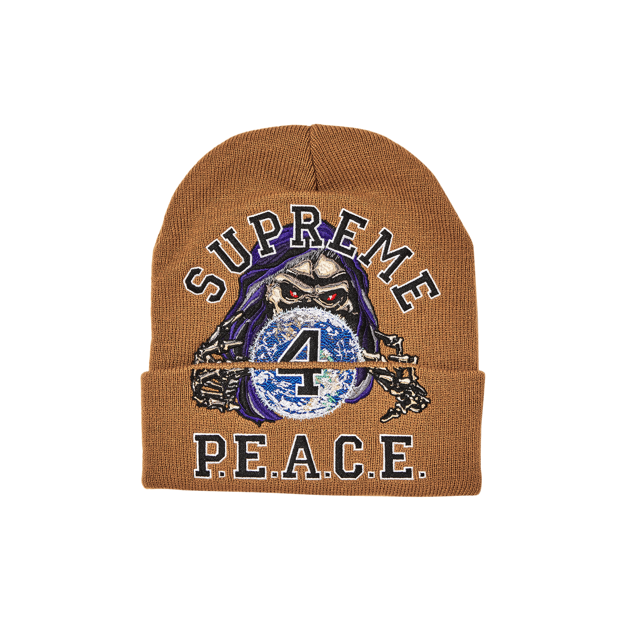 Supreme Peace Embroidered Beanie 'Tan'