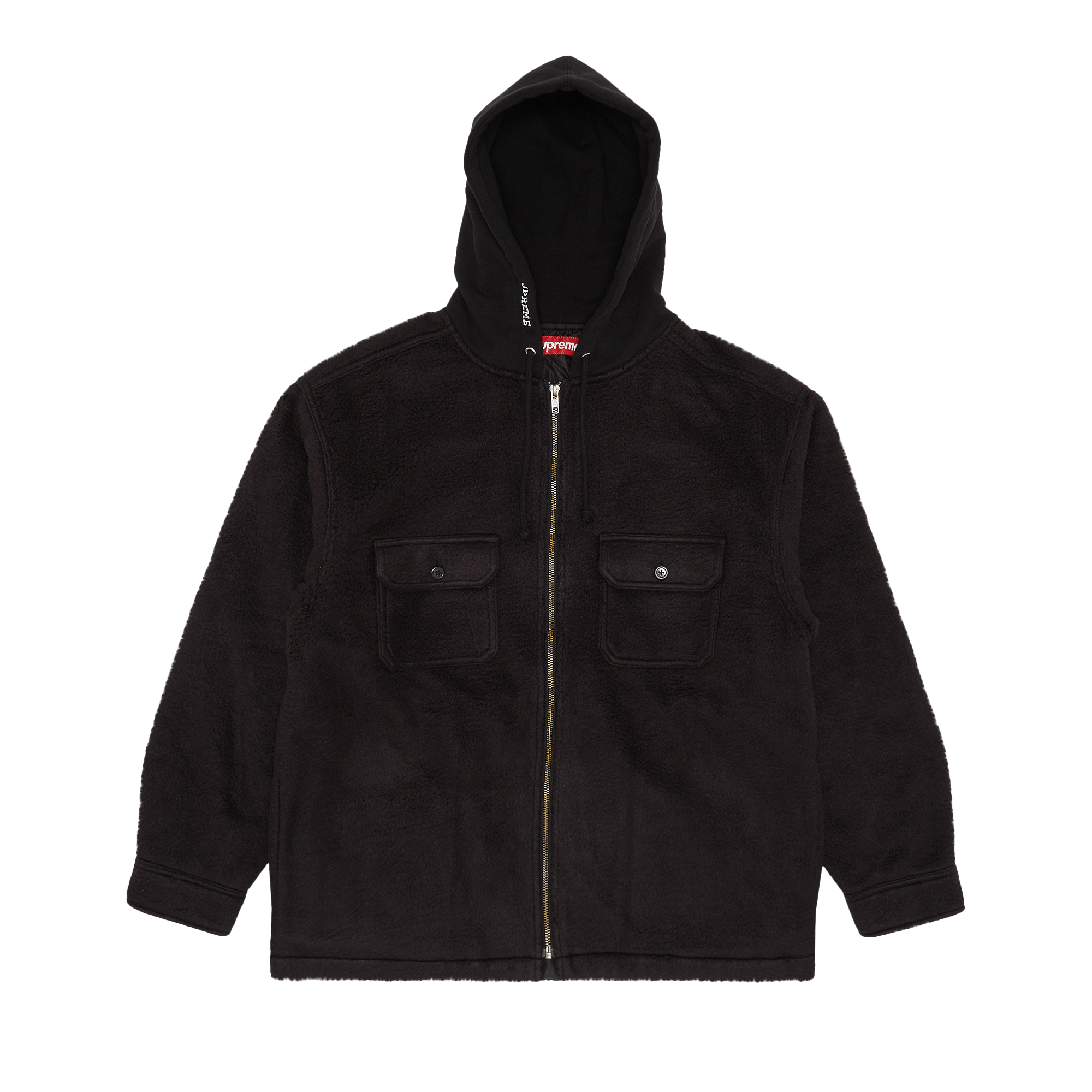 Supreme Fleece Zip Up Hooded Shirt 'Black'