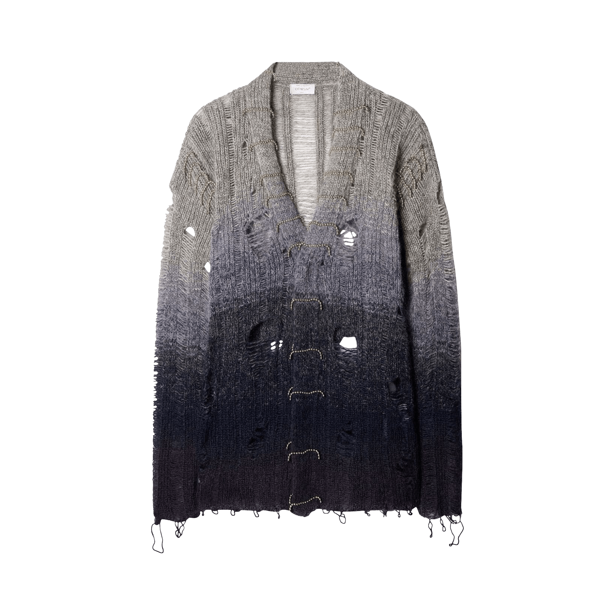 Off-White Distressed Mohair Cardigan 'Light Grey'