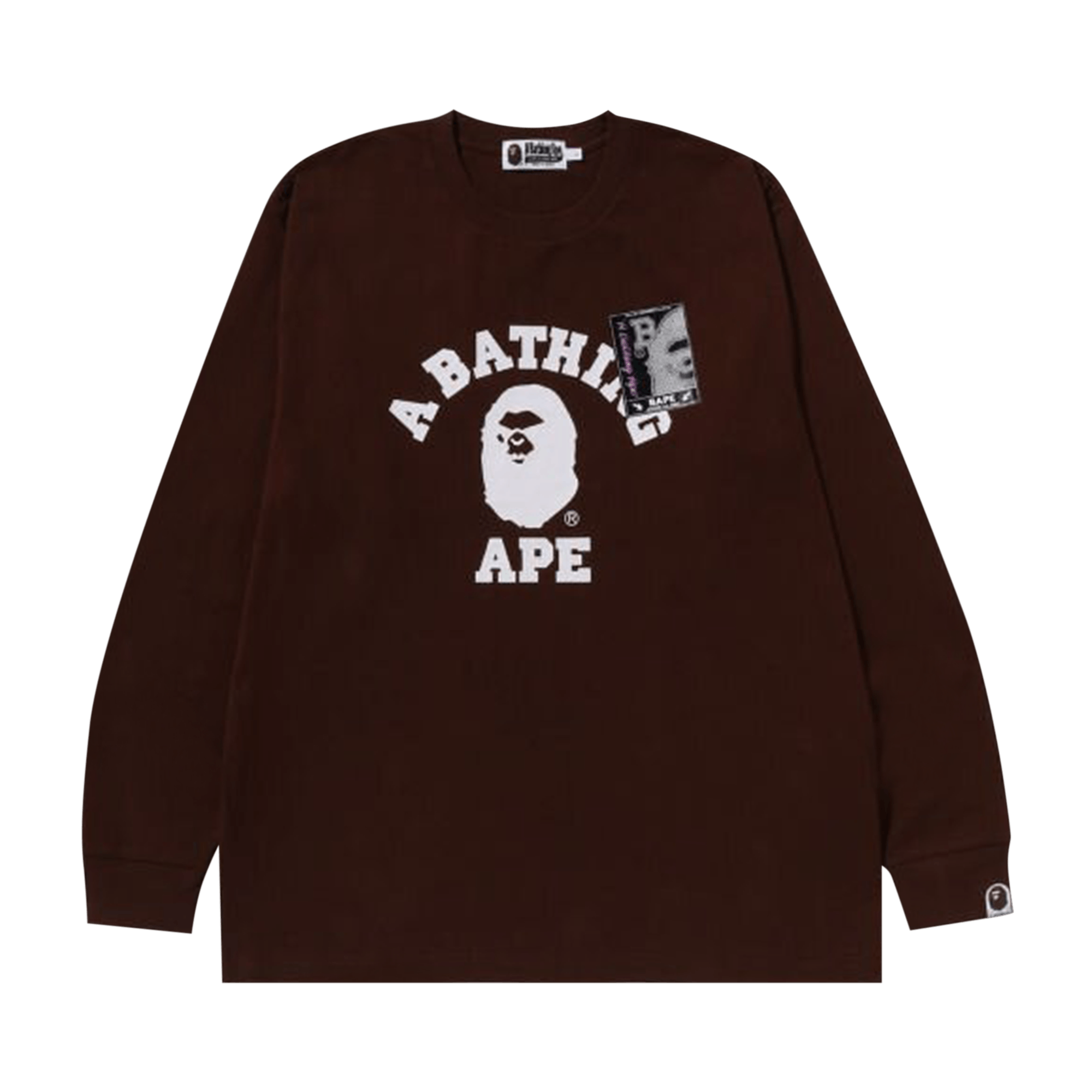 BAPE Mad Face College Long-Sleeve Tee 'Brown'