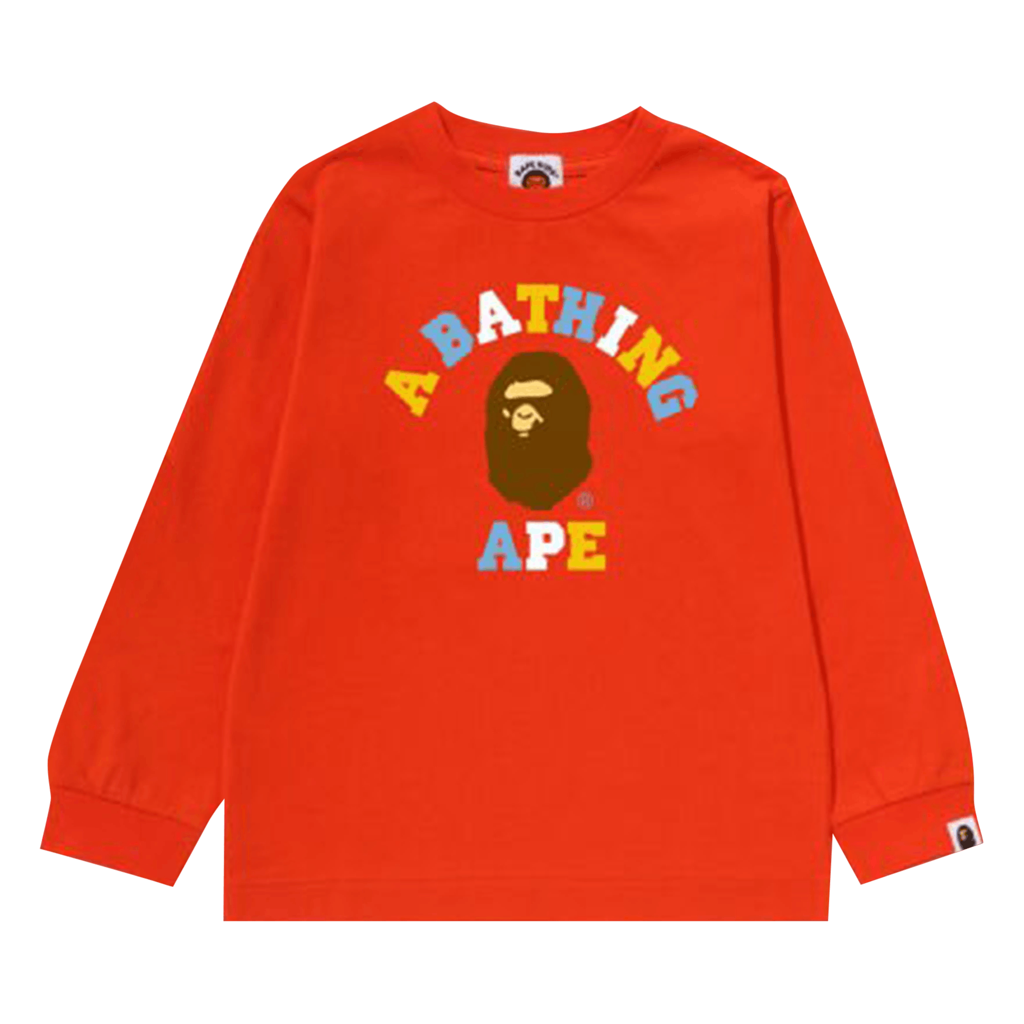 BAPE Kids Colors College Long-Sleeve Tee 'Orange'