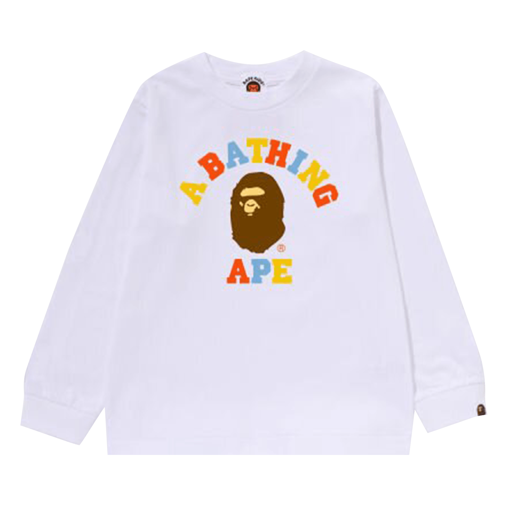 BAPE Kids Colors College Long-Sleeve Tee 'White'