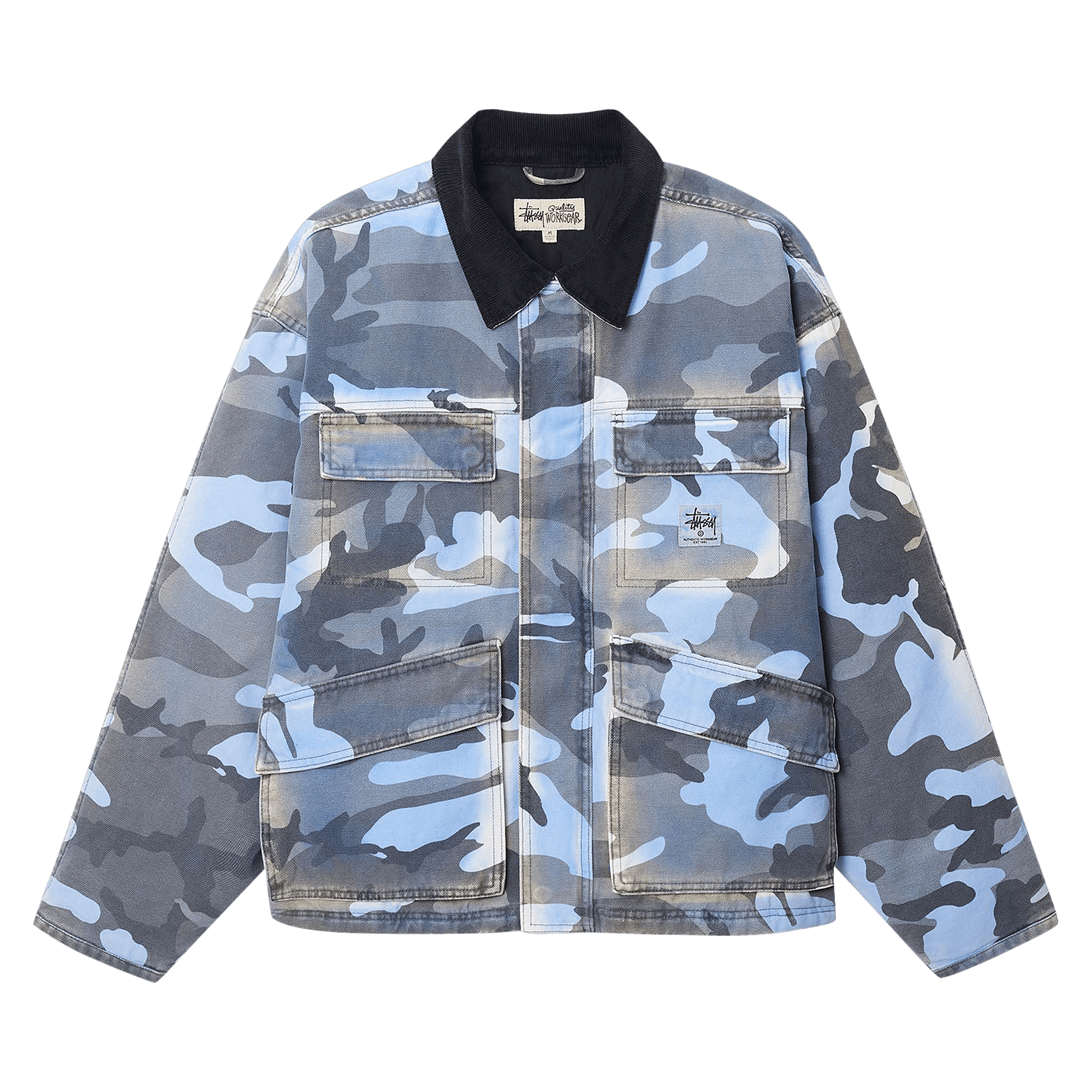 Stussy Spray Dye Canvas Jacket 'Blue Camo'