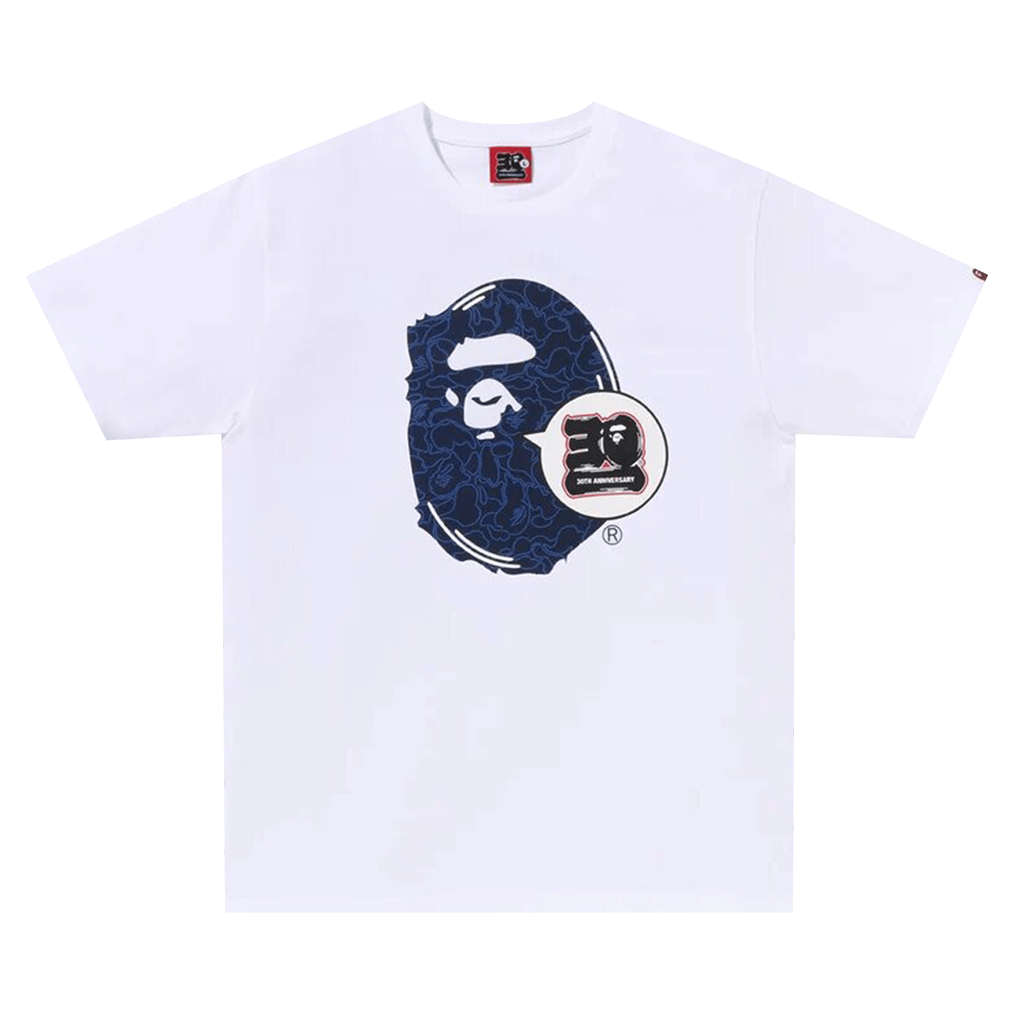 BAPE 30th Anniversary Ape Head Tee 'White/Navy'