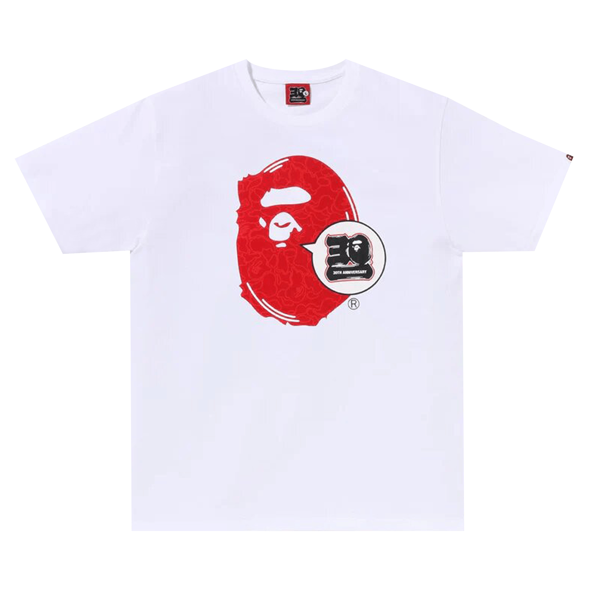 BAPE 30th Anniversary Ape Head Tee 'White/Red'