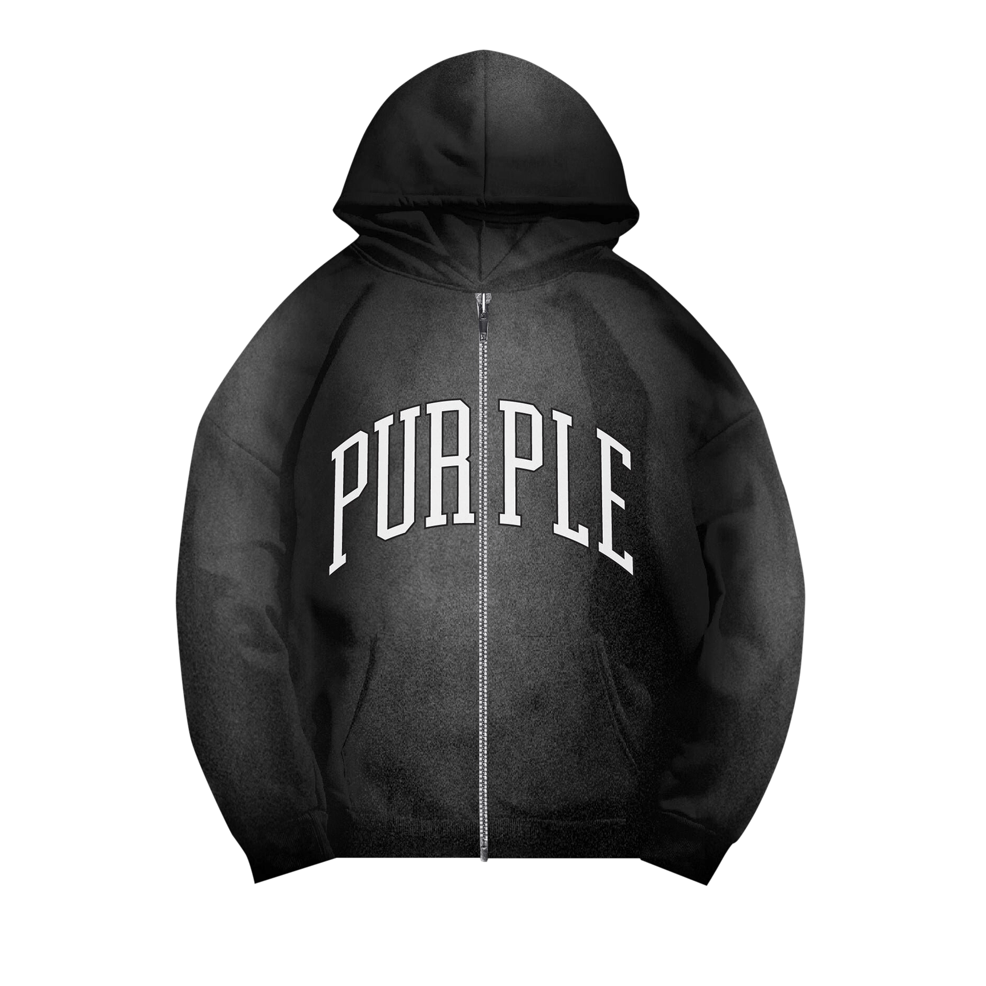 PURPLE BRAND Heavyweight Fleece Full Zip Hoodie 'Black'