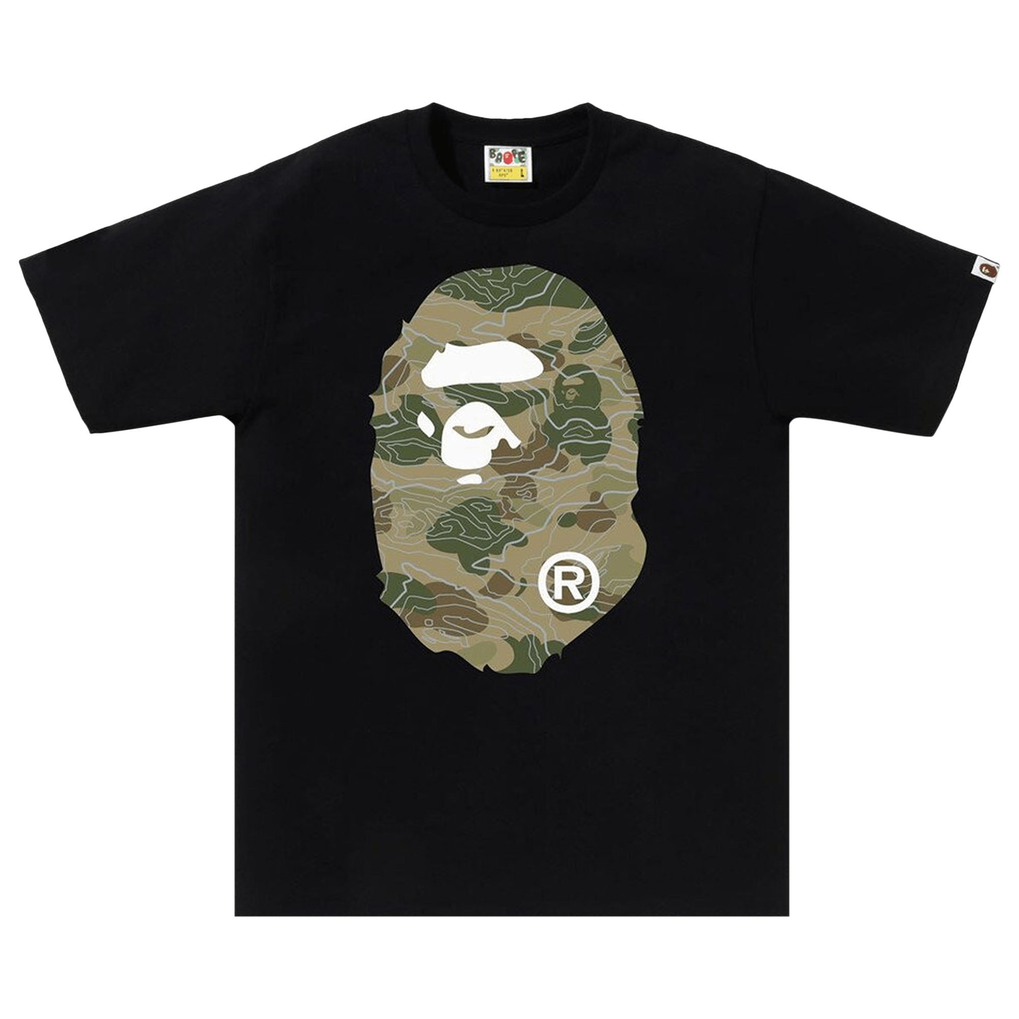 BAPE Layered Line Camo Big Ape Head Tee 'Black'