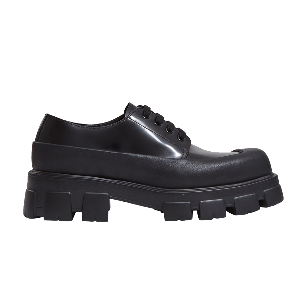 Prada Monolith Brushed Leather Lace-up 'Black'