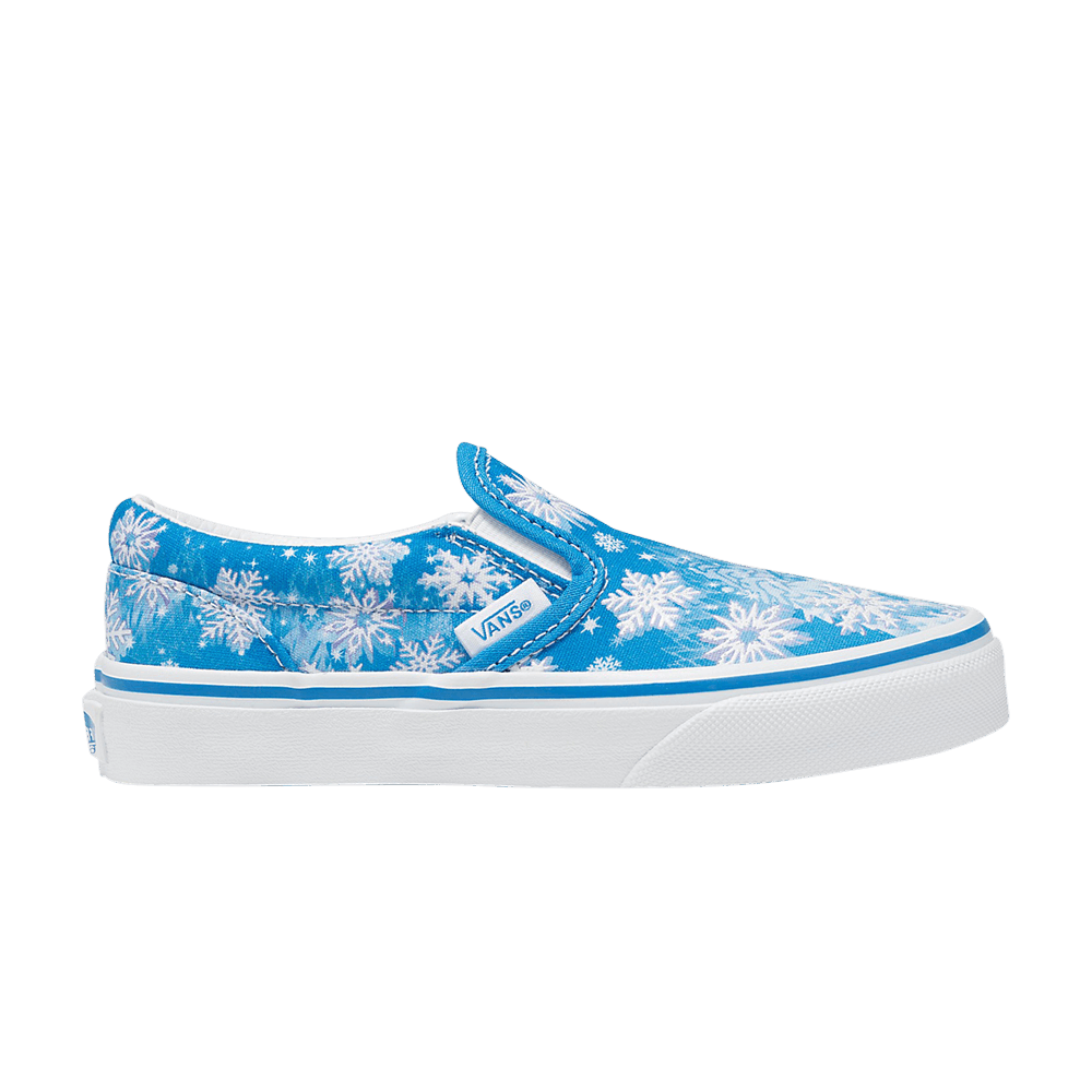 Vans Classic Slip-On V Kids 'Snowflakes - Winter Wonderland Blue'