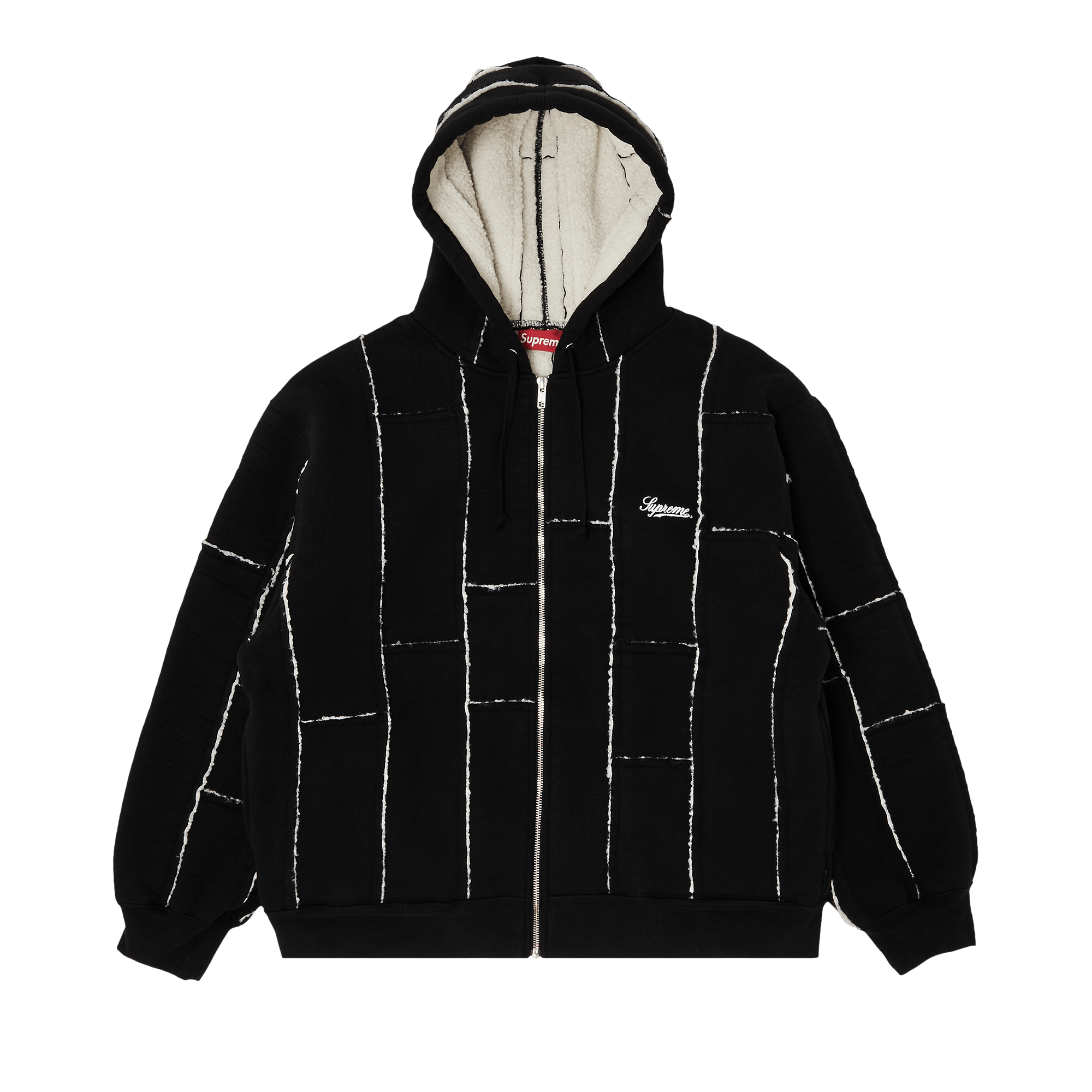 Supreme Faux Shearling Zip Up Hooded Sweatshirt 'Black'
