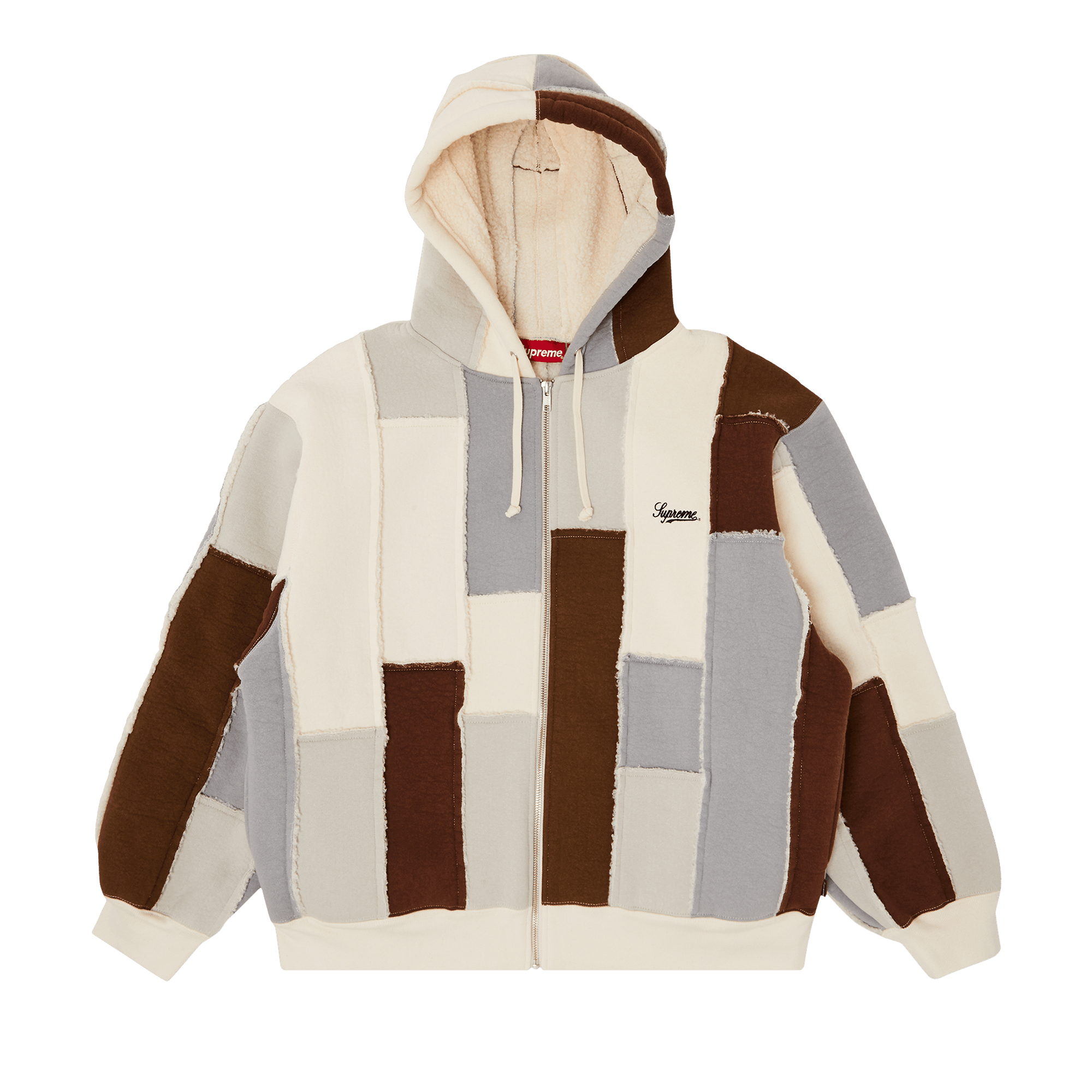 Supreme Faux Shearling Zip Up Hooded Sweatshirt 'Natural'