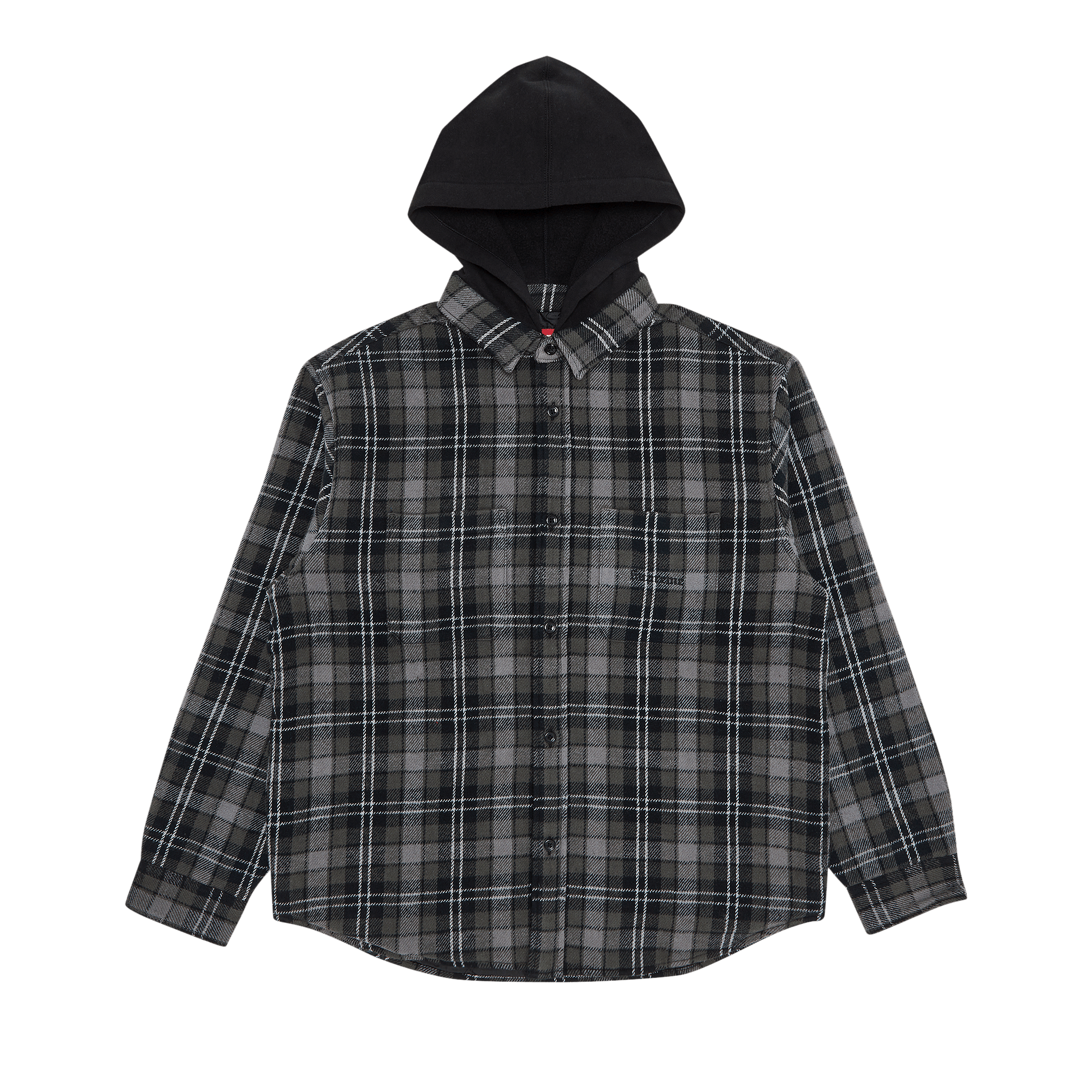 Supreme Tartan Flannel Hooded Shirt 'Black'