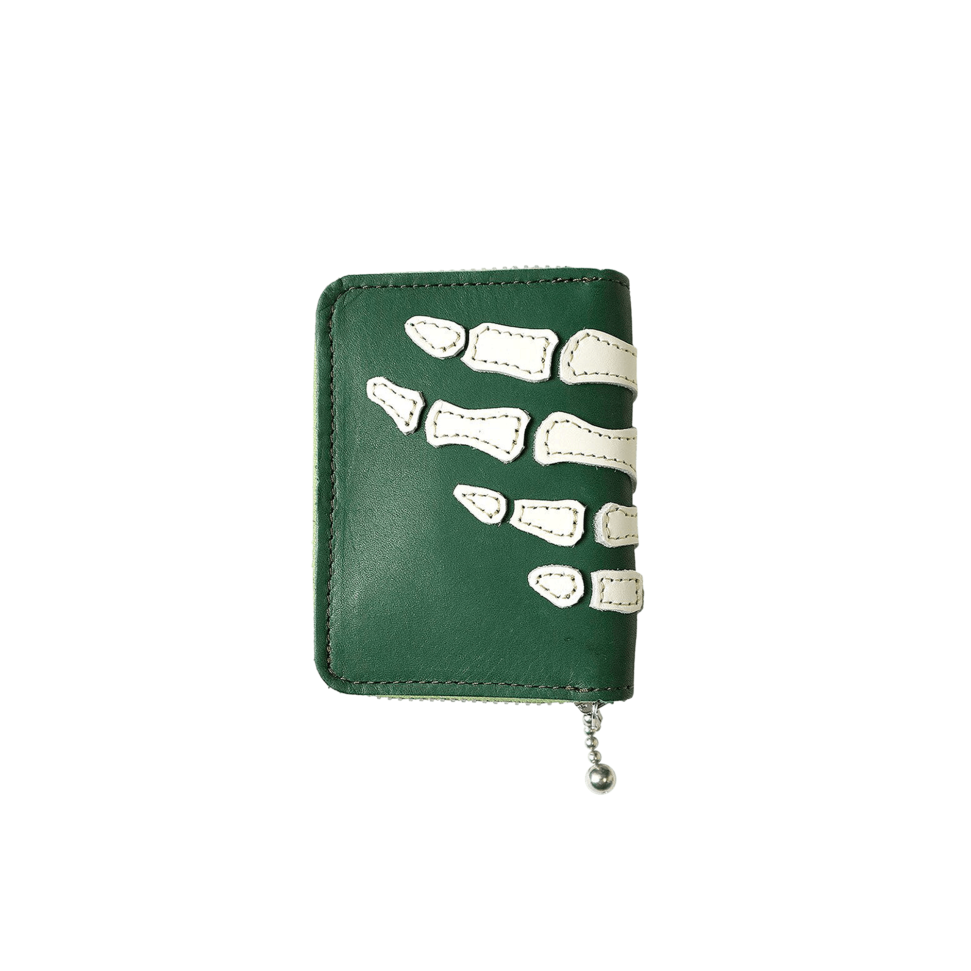 Kapital Thumbs Up Bone Hand Zip Mini Wallet 'Green'