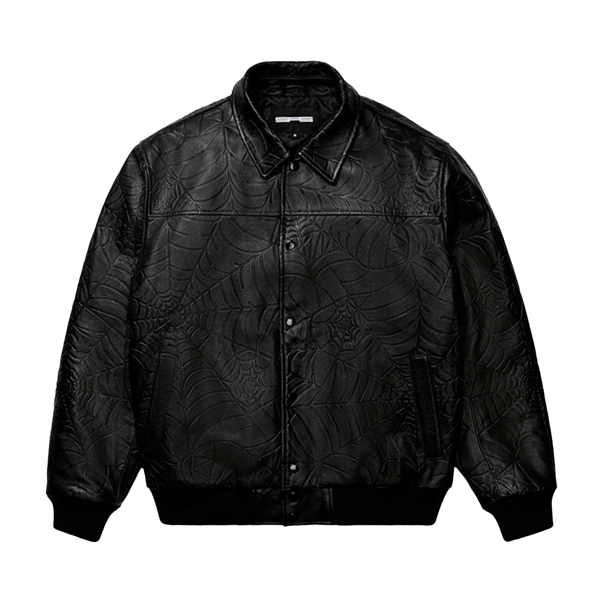 Sp5der Debossed Web Leather Jacket 'Black'