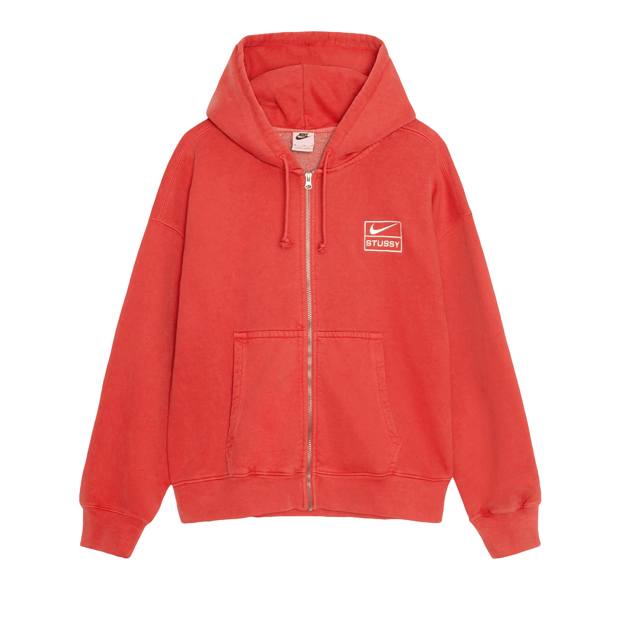 Stussy x Nike Pigment Dyed Fleece Zip Hoodie 'Habanero Red'