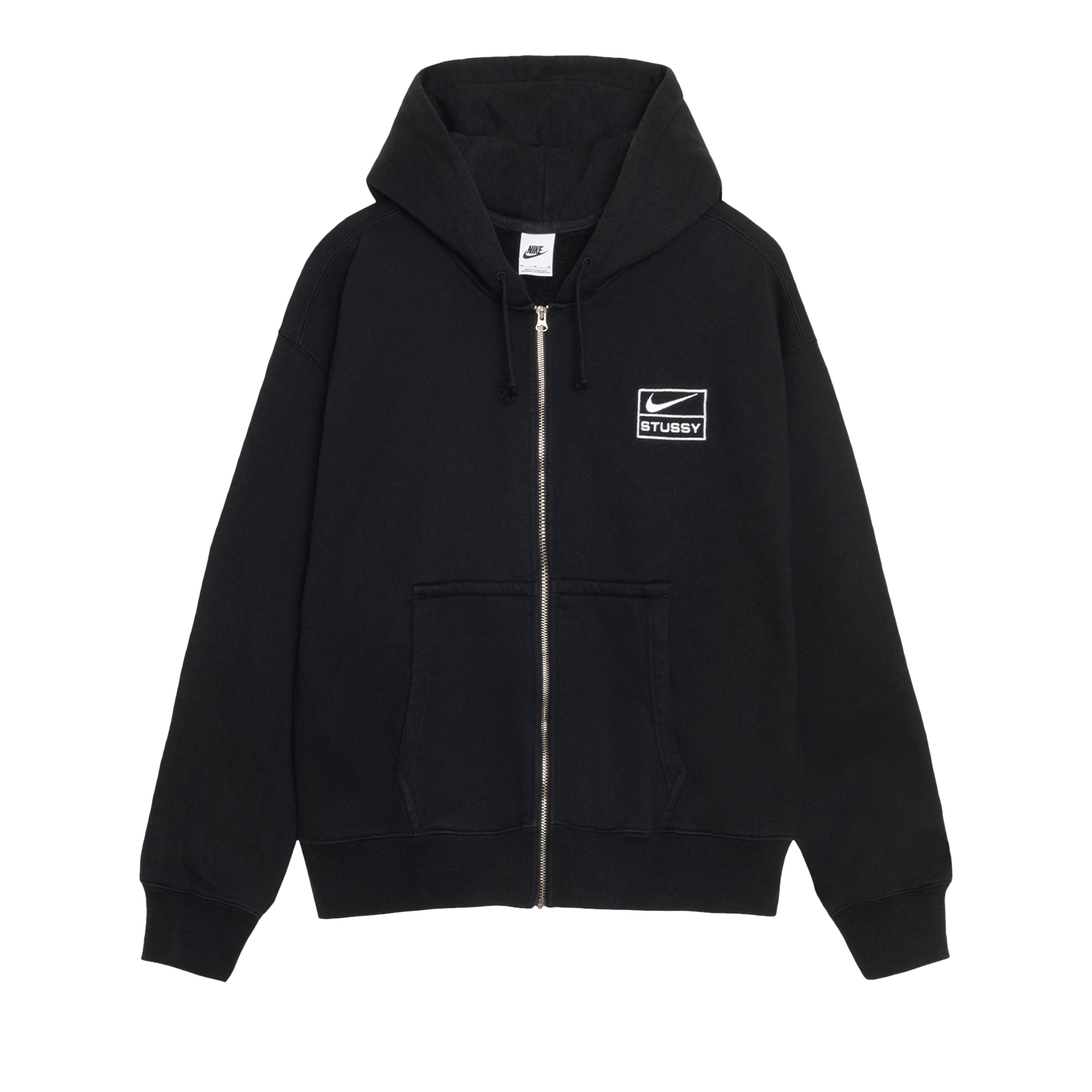 Stussy x Nike Pigment Dyed Fleece Zip Hoodie 'Black'
