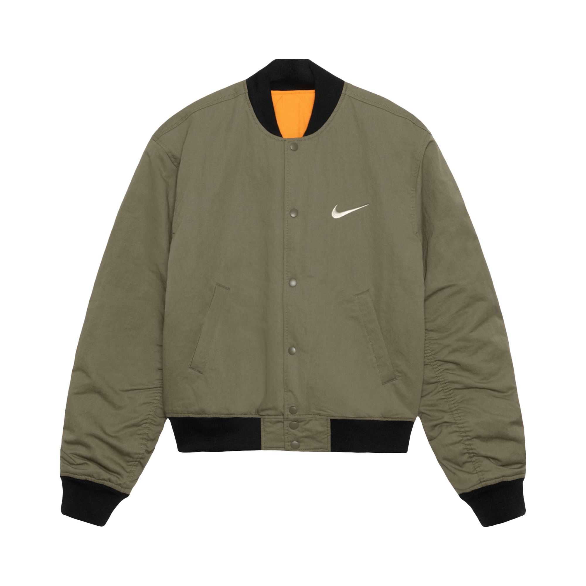 Stussy x Nike Reversible Varsity Jacket 'Medium Olive/Bright Mandarin'