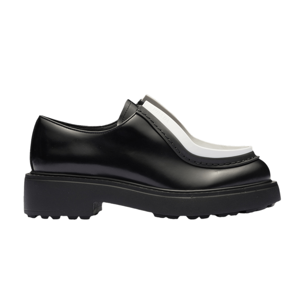 Prada Wmns Brushed Leather Lace-Up 'Hidden Laces - Black White'