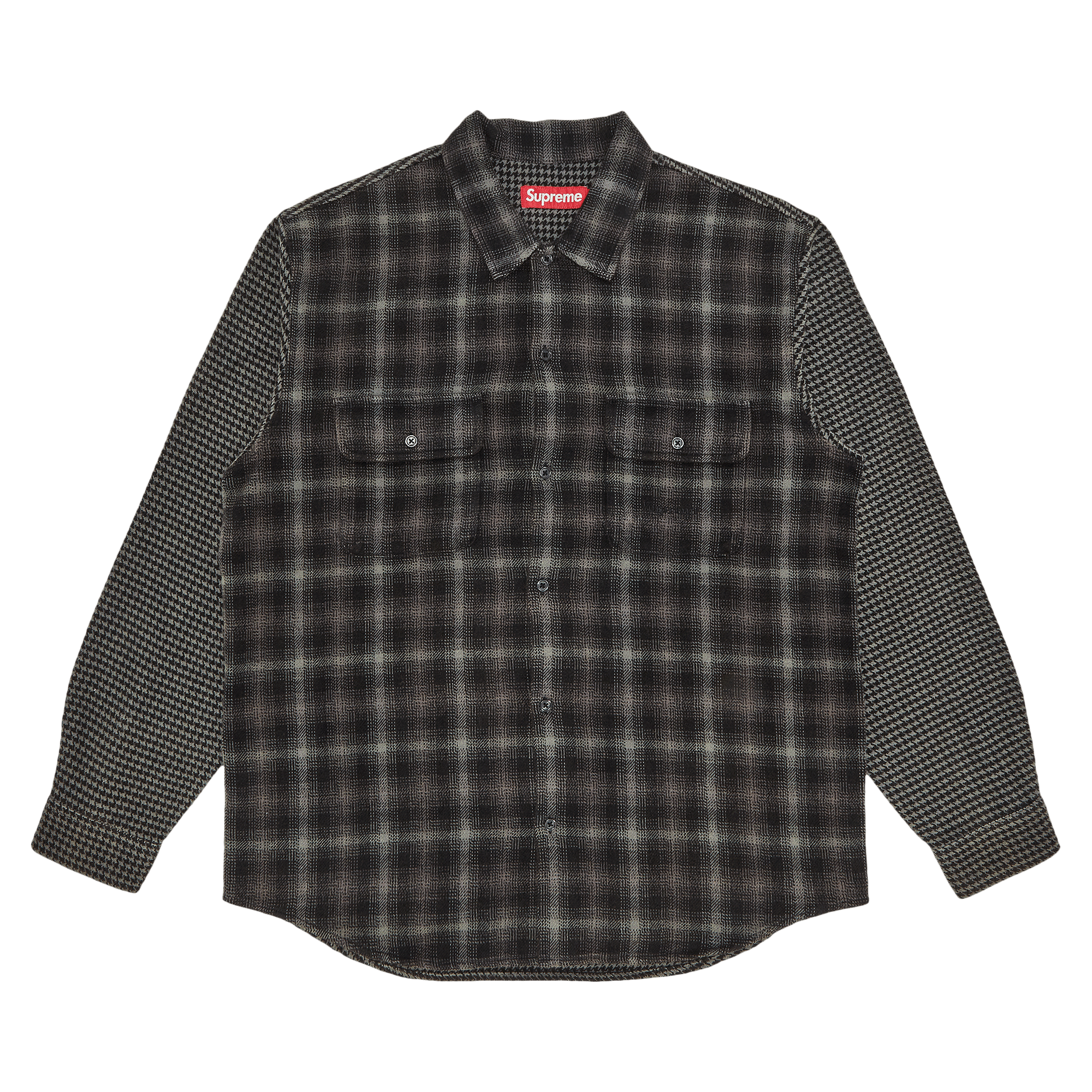 Supreme Houndstooth Plaid Flannel Shirt 'Black'
