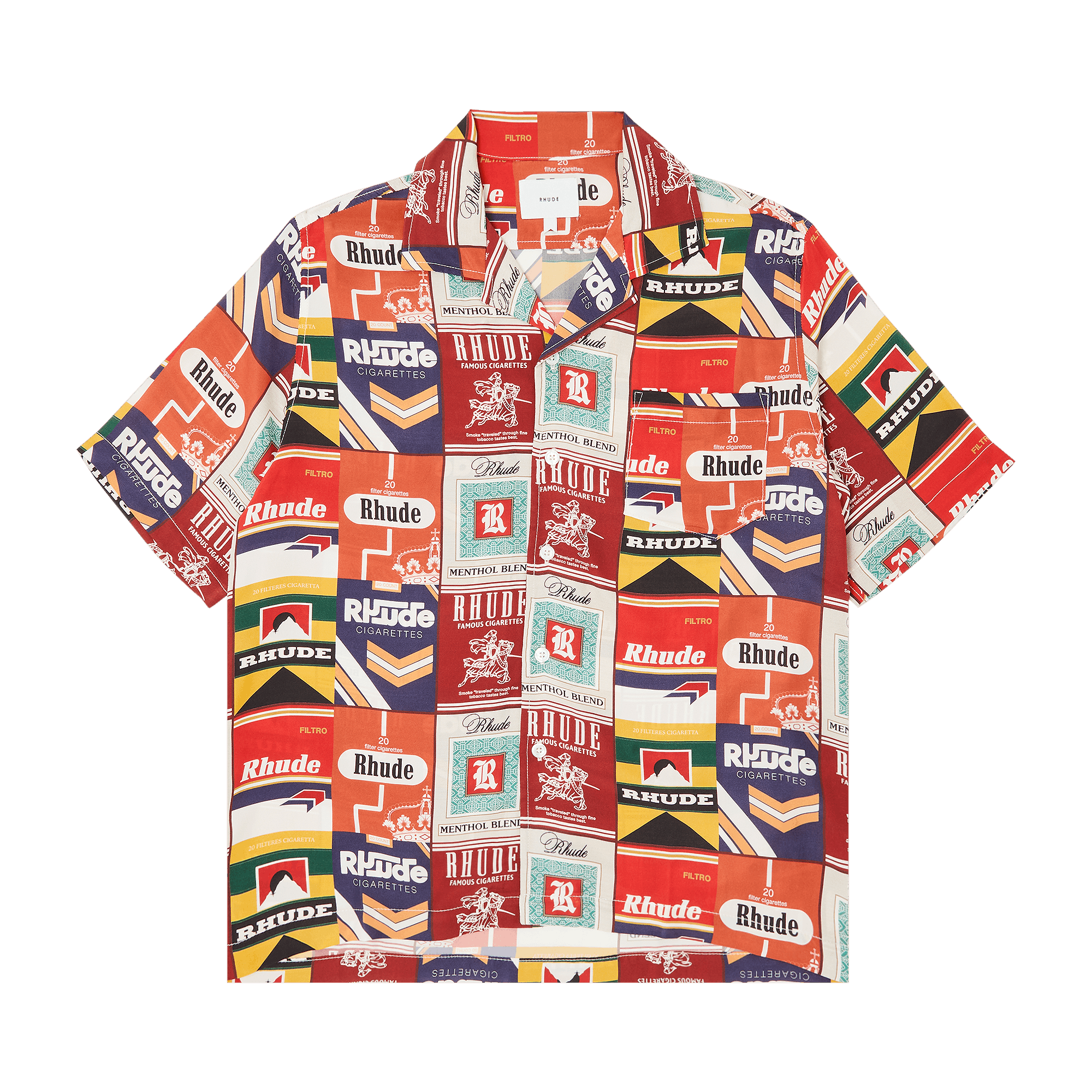 Rhude Cigaretta Silk Shirt 'Red/Multicolor'