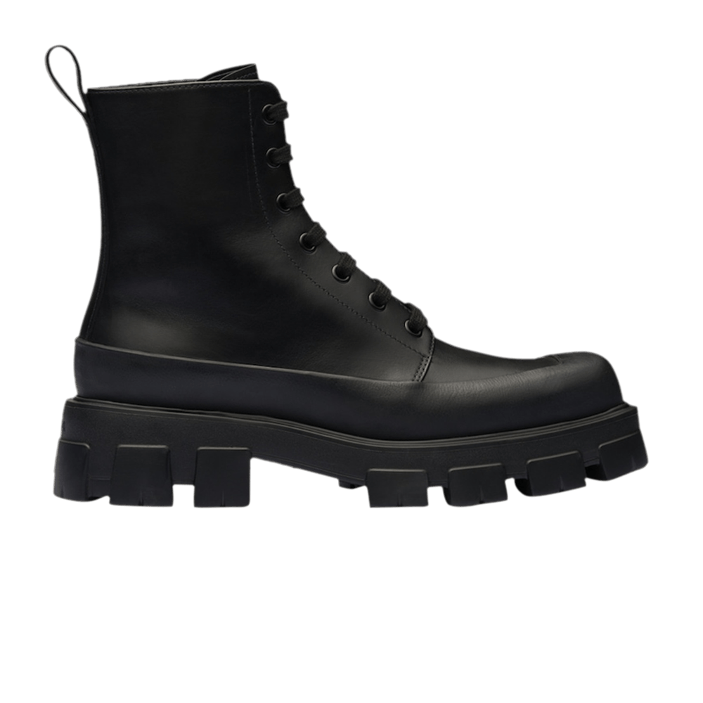 Prada Monolith Leather Ankle Boot 'Black'