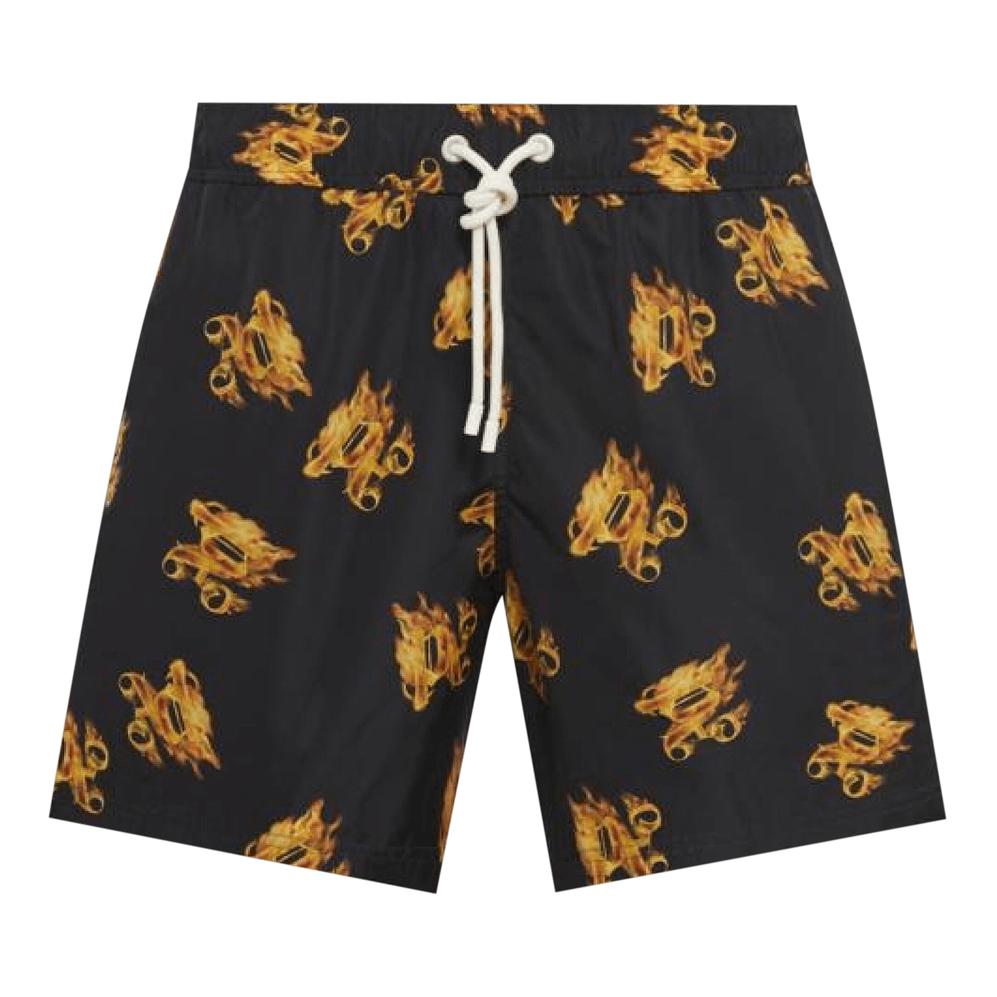 Palm Angels Burning Monogram Swim Shorts 'Black/Gold'