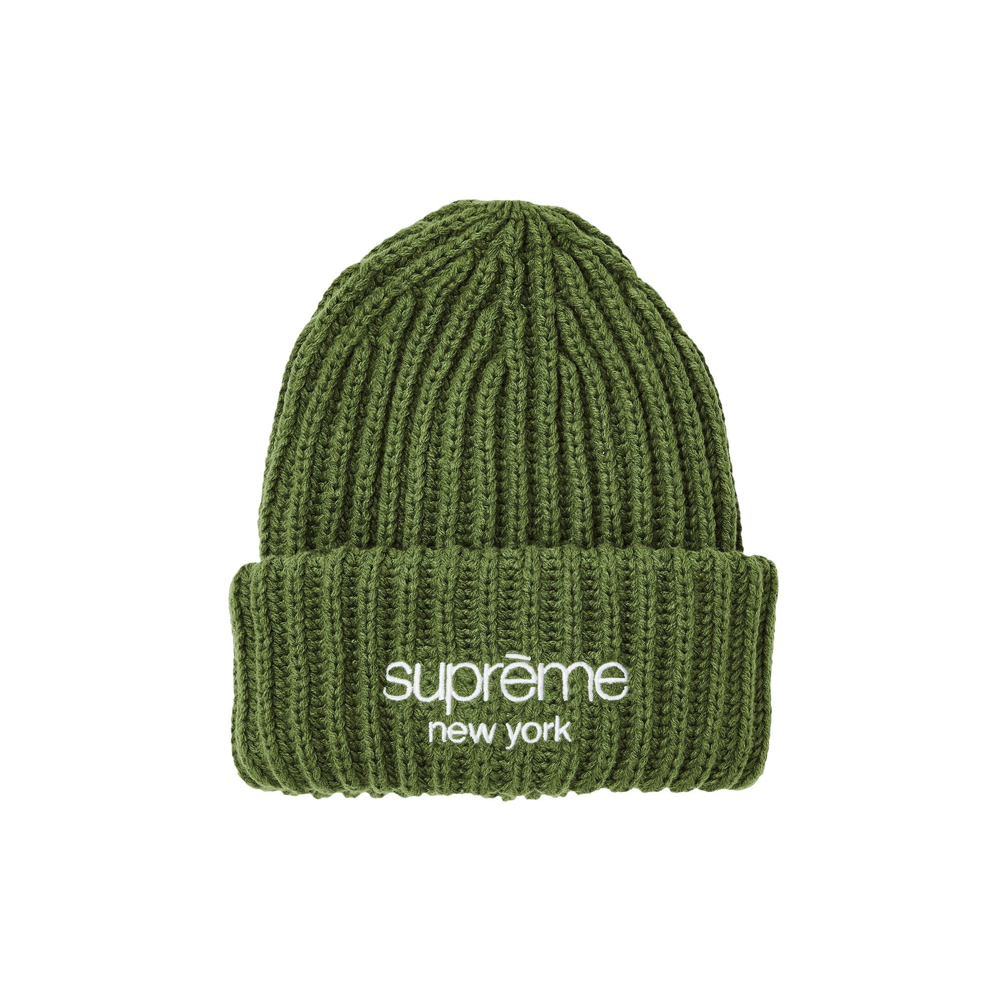 Supreme Classic Logo Chunky Ribbed Beanie 'Olive'
