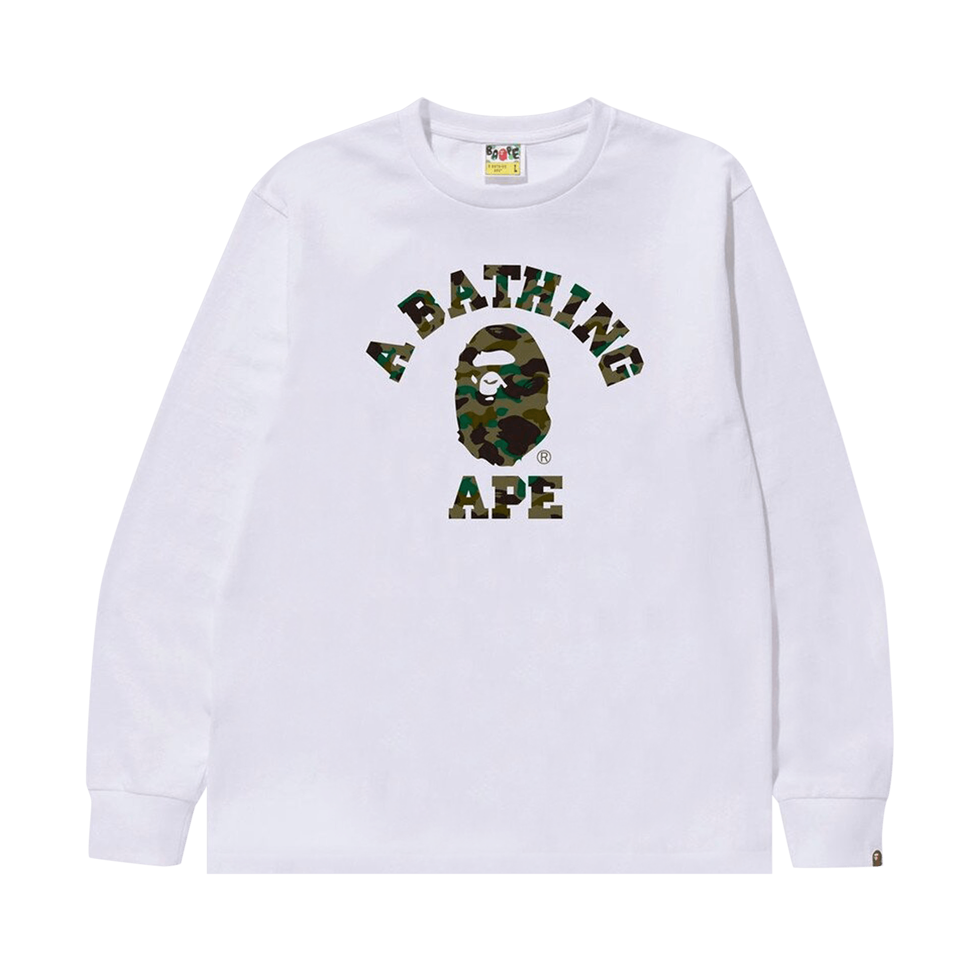 BAPE 1st Camo College Long-Sleeve Tee 'White/Green'