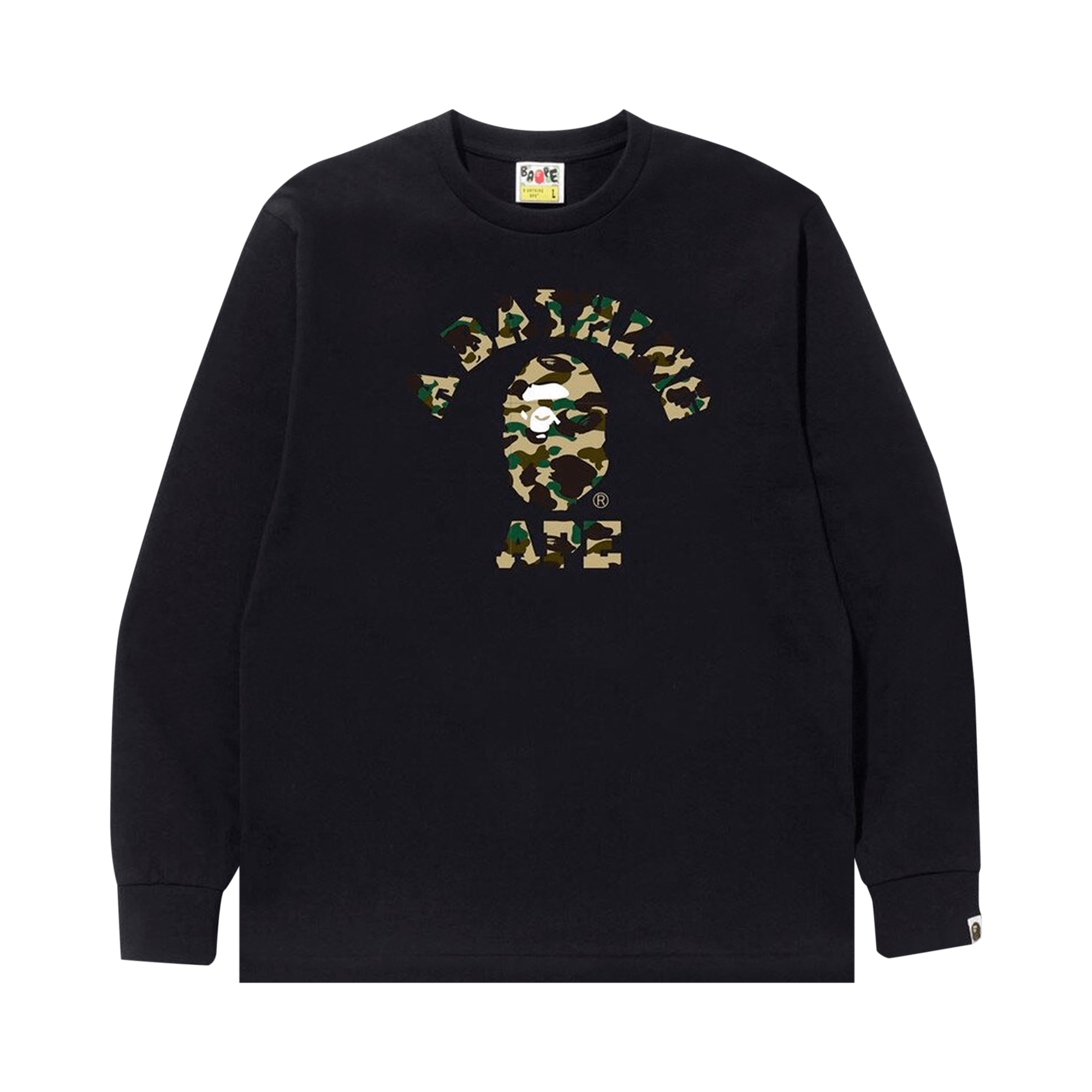 BAPE 1st Camo College Long-Sleeve Tee 'Black/Yellow'