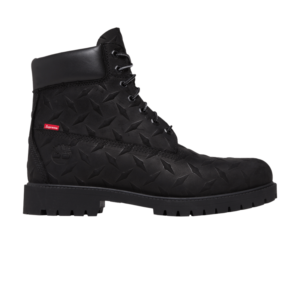 Supreme x Timberland 6 Inch Premium Waterproof Boot 'Embossed Diamond Plate - Black'