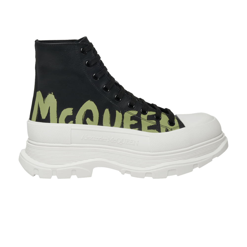 Alexander McQueen Tread Slick Boot 'Graffiti Logo - Black Khaki'