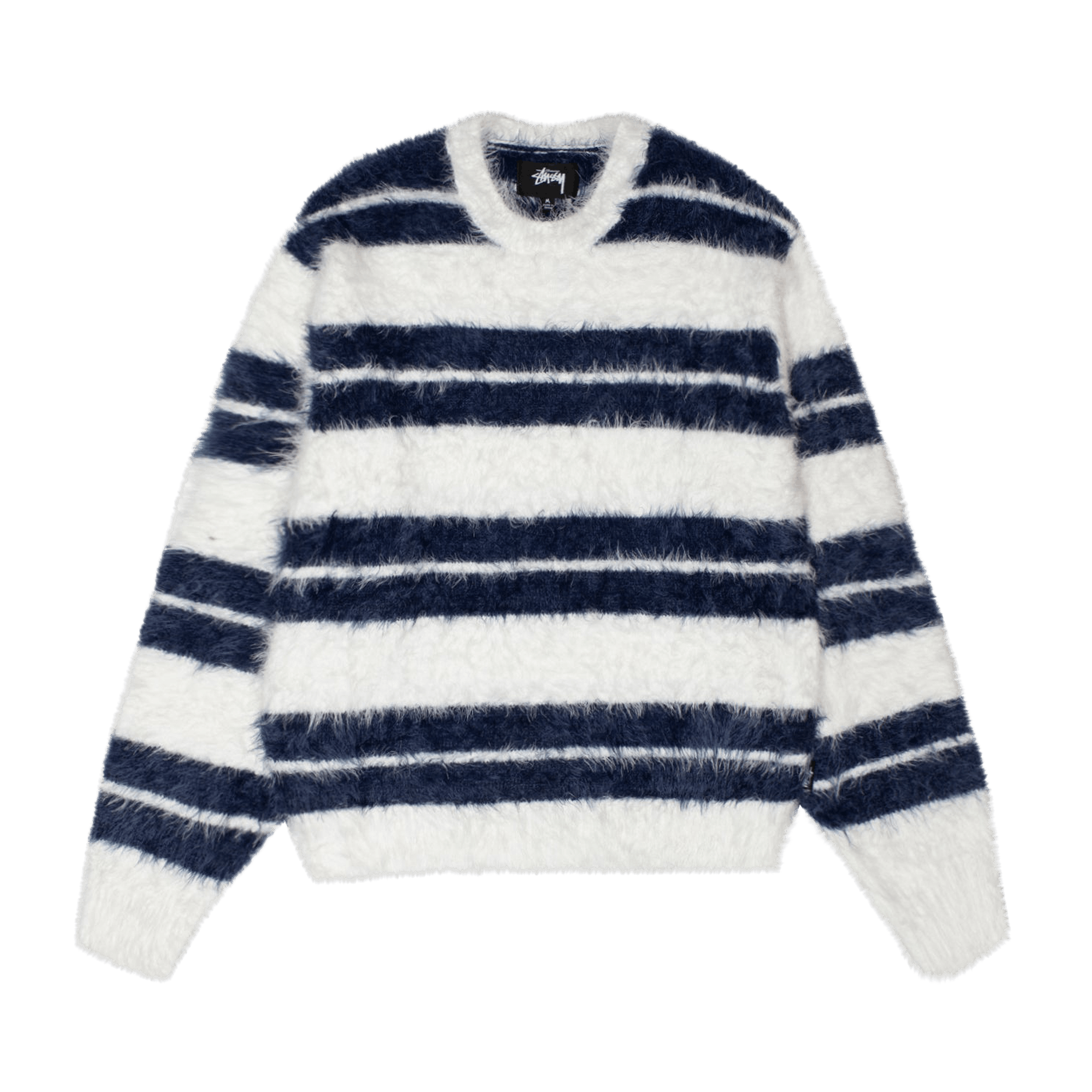 Stussy Hairy Stripe Crew Sweater 'Ivory/Navy'