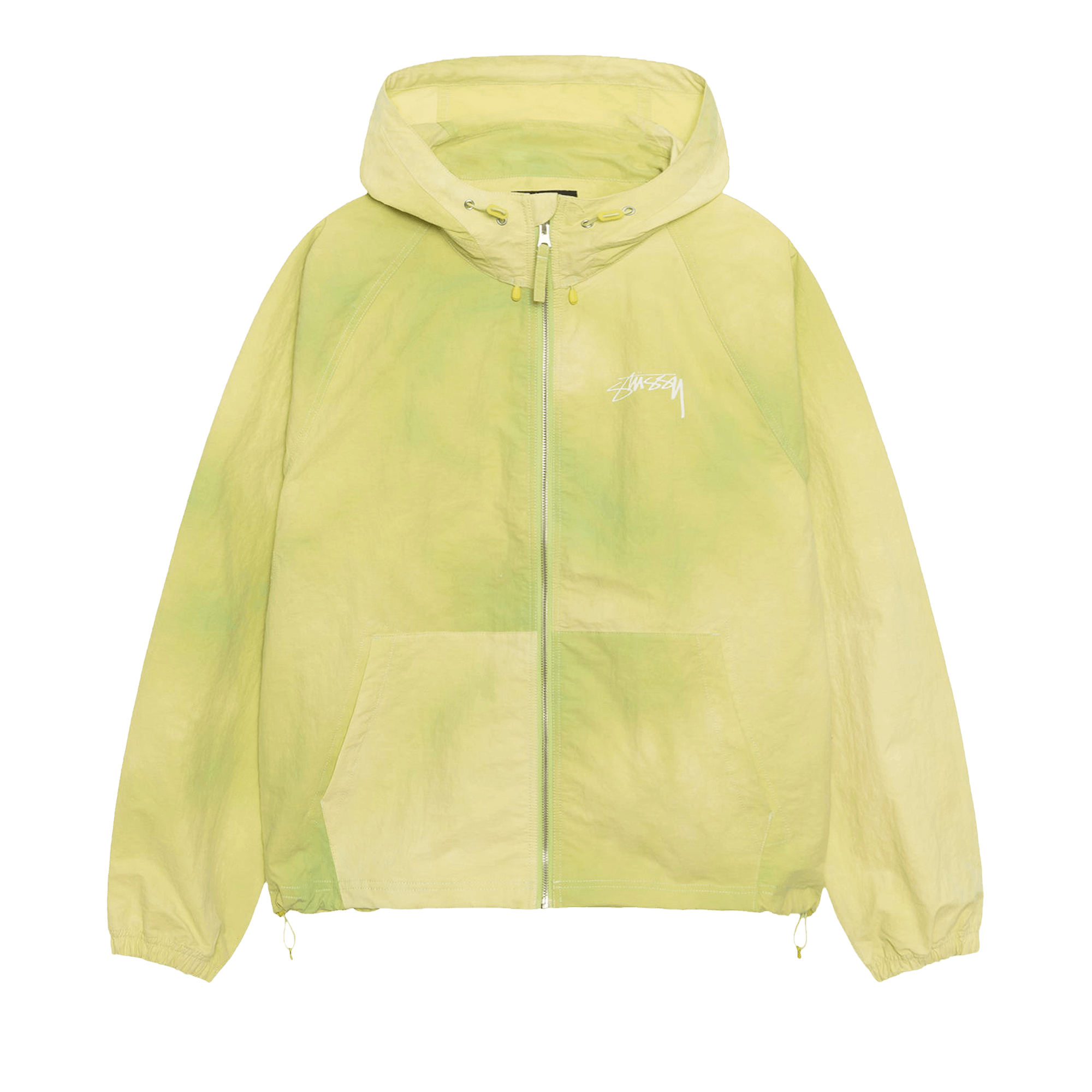 Stussy Beach Shell Wave Dye Zip Hoodie 'Lime'