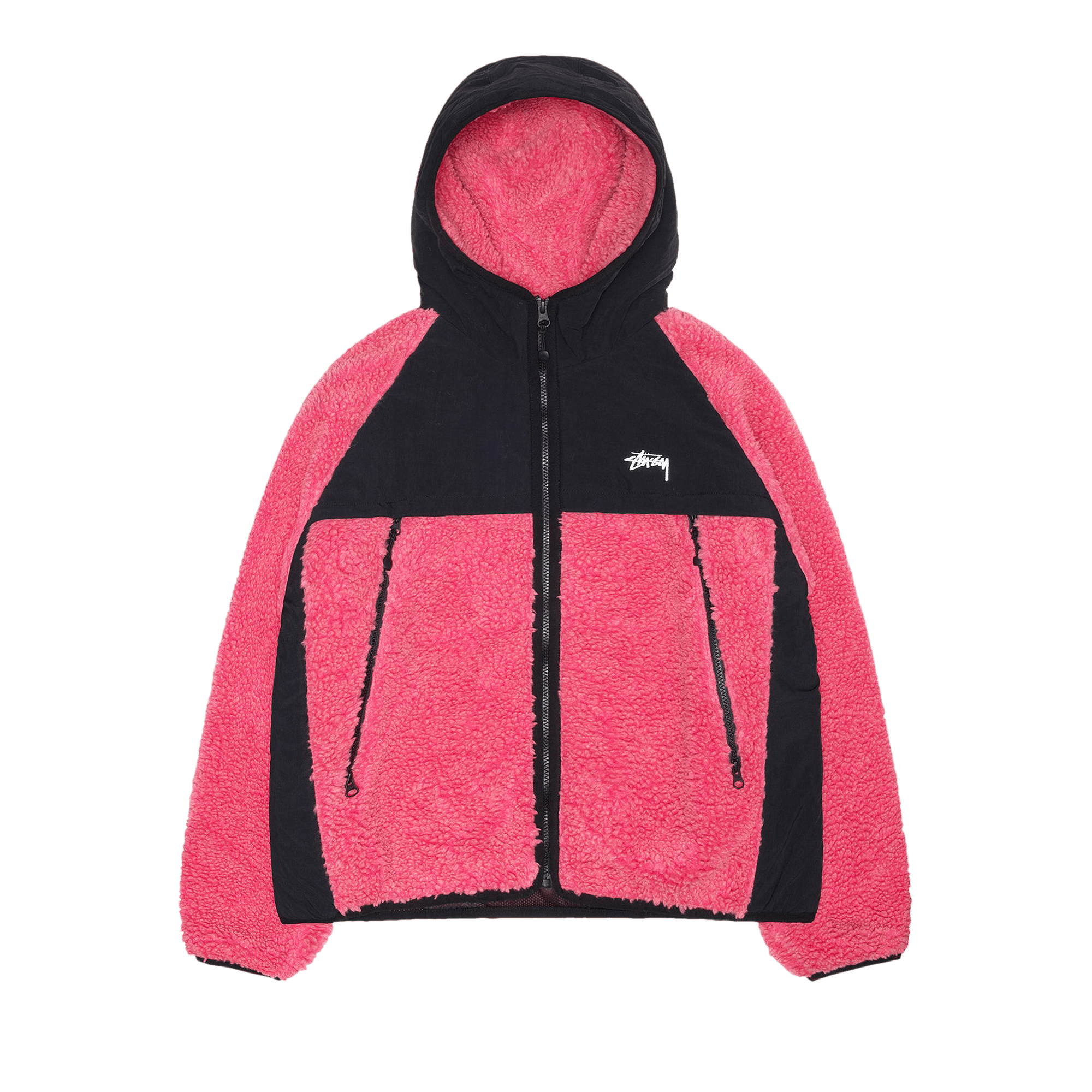 Stussy Sherpa Paneled Hooded Jacket 'Pink'