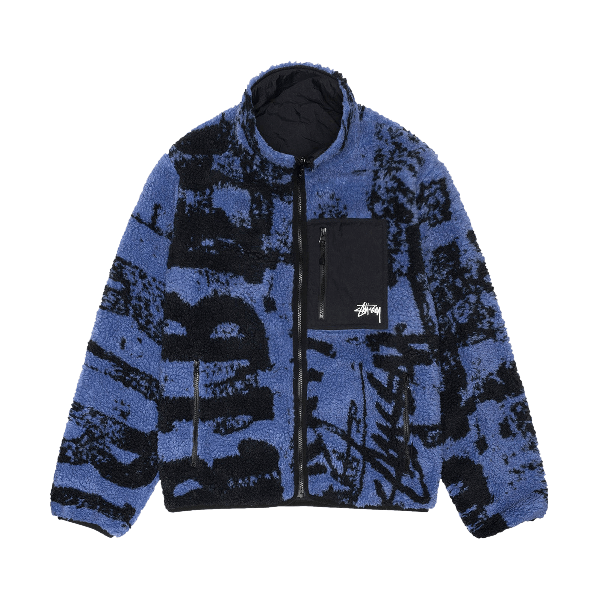 Stussy Sherpa Reversible Printed Jacket 'Blue'
