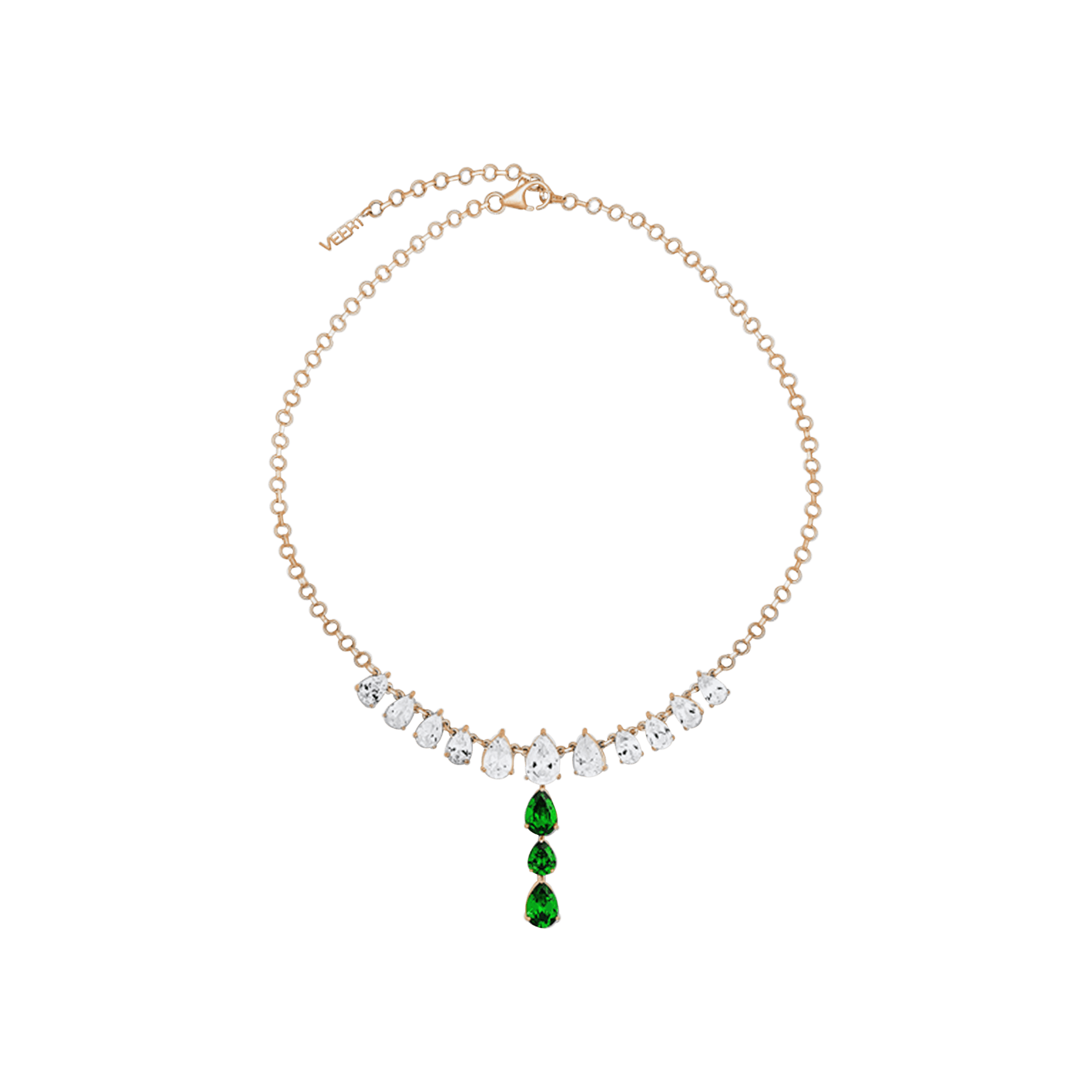 VEERT The Drop Chain 'Yellow Gold/Green'