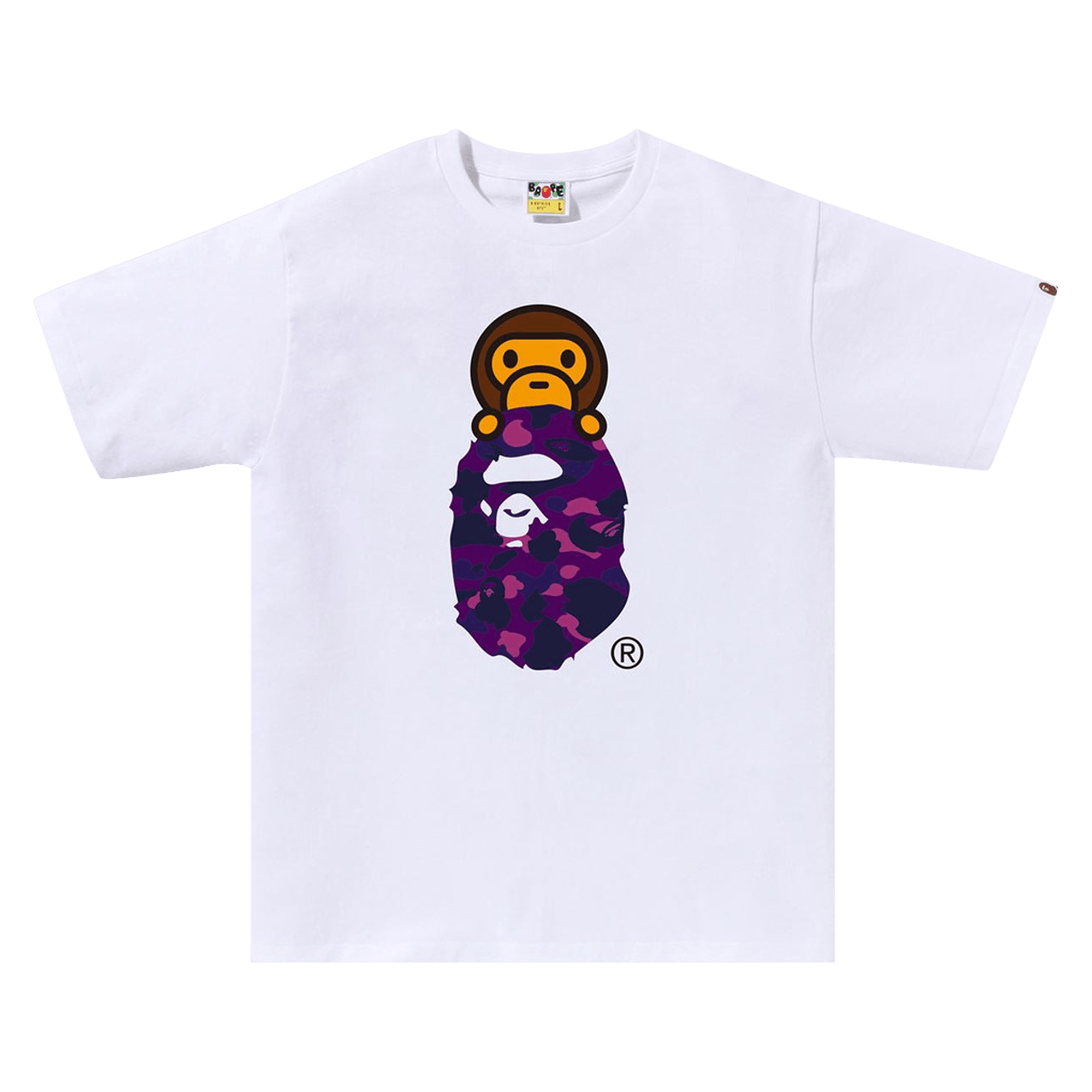 BAPE Color Camo Milo On Ape Head Tee 'White/Purple'