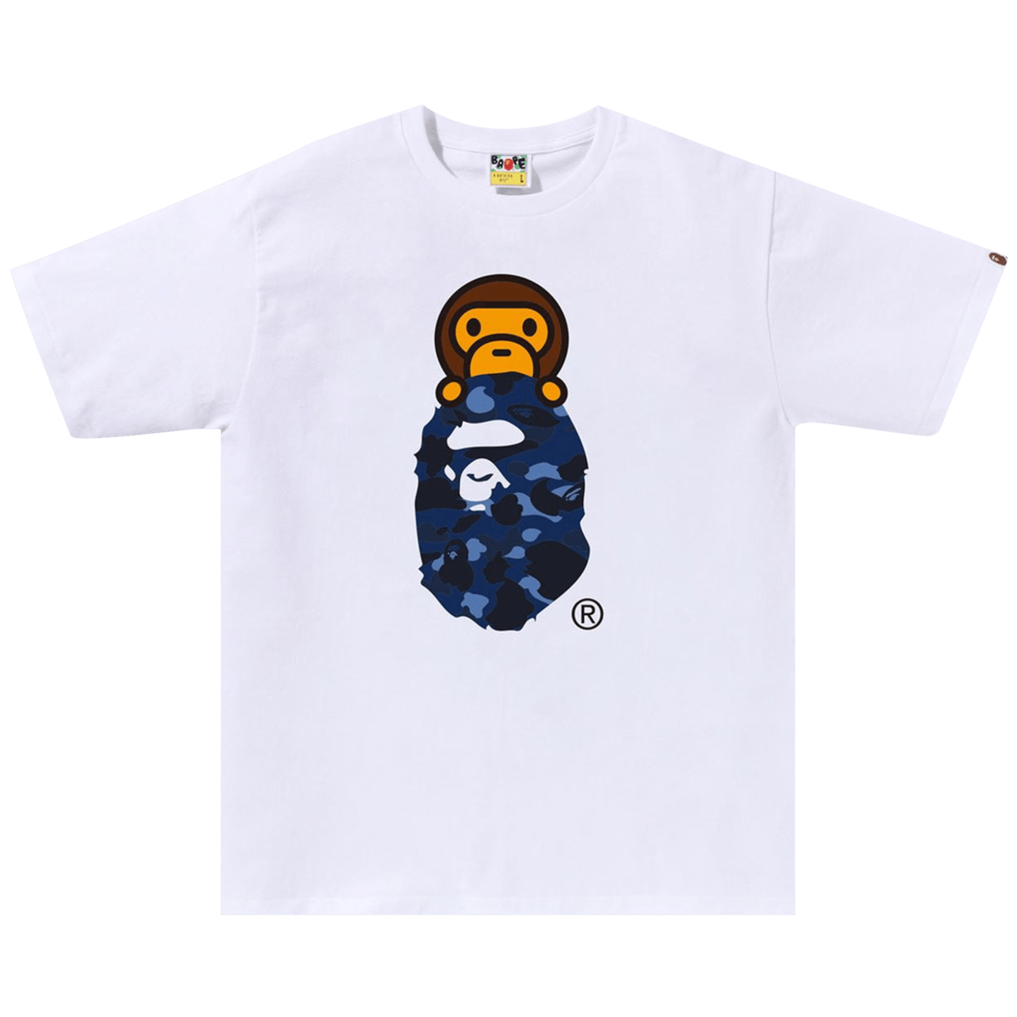BAPE Color Camo Milo On Ape Head Tee 'White/Navy'
