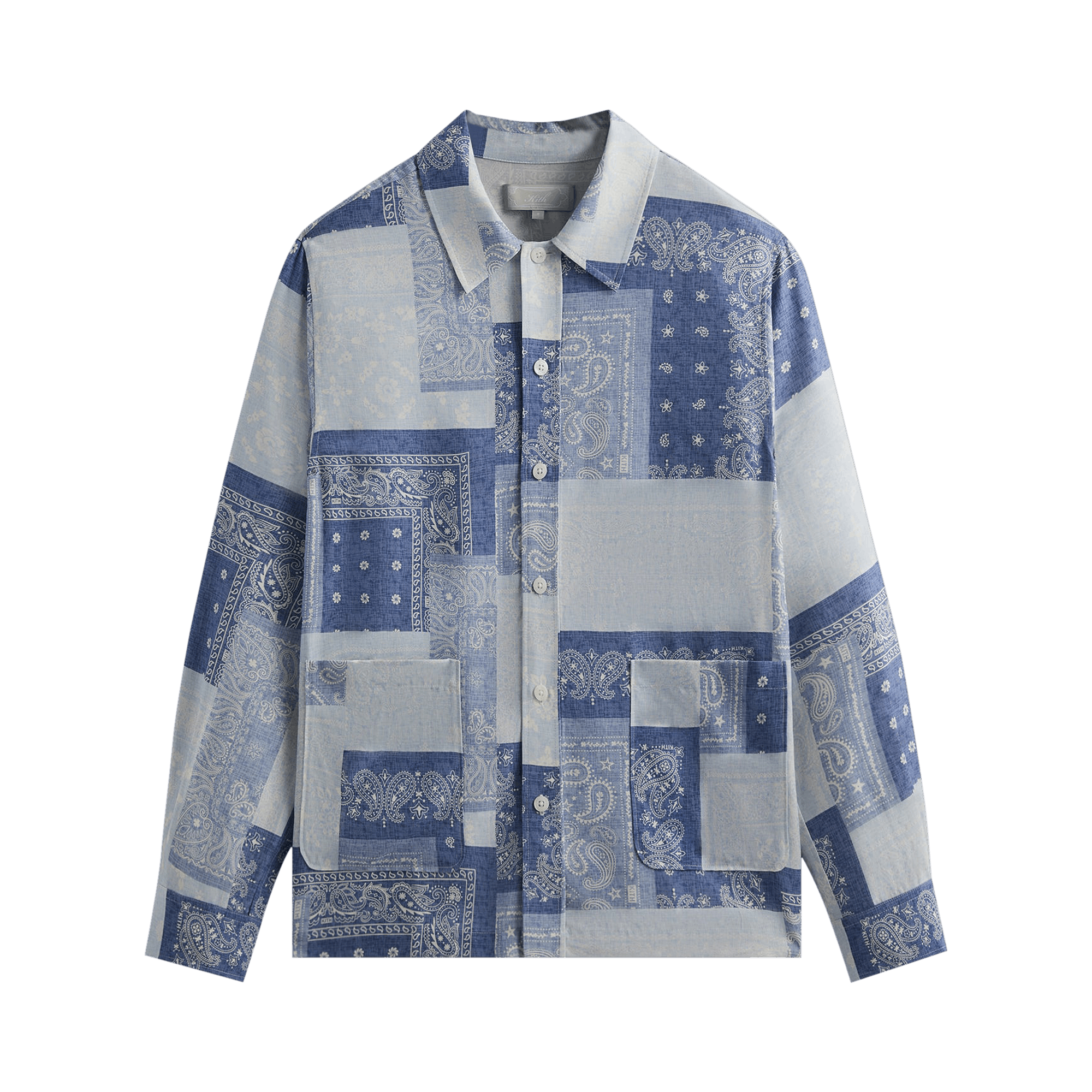 Kith Washed Paisley Long-Sleeve Boxy Collared Overshirt 'Light Indigo'