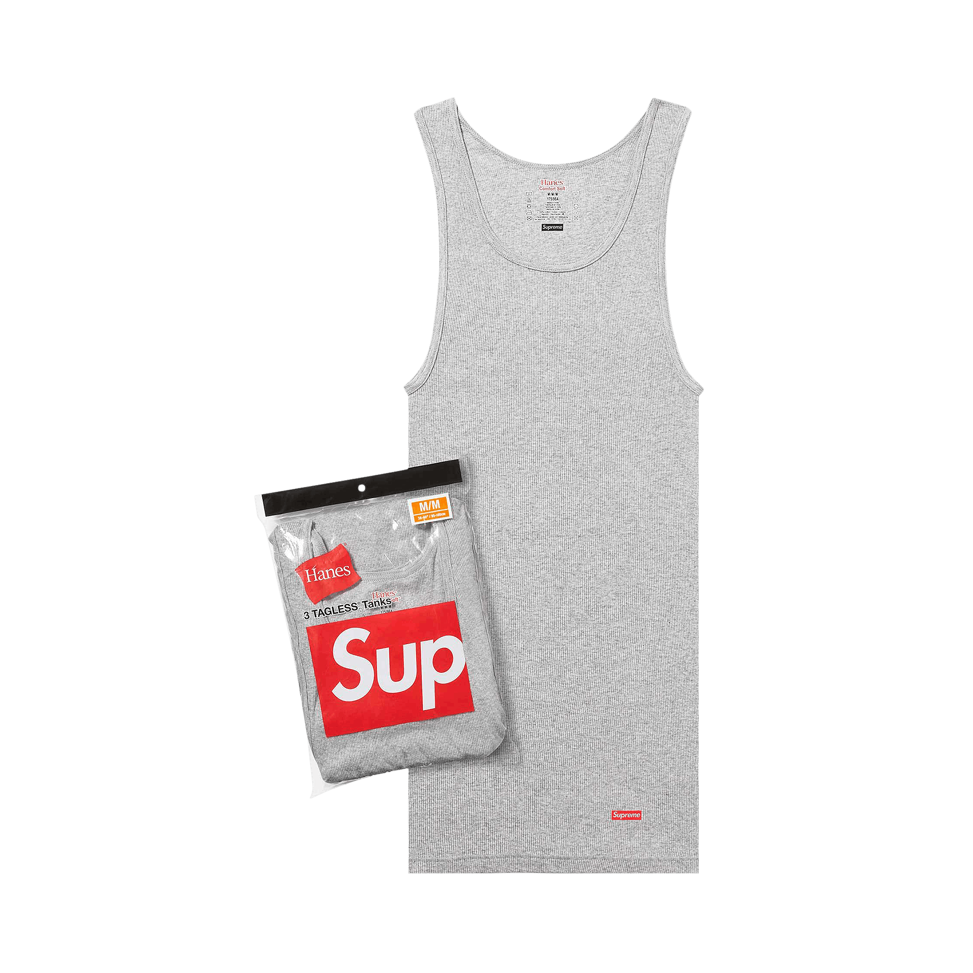 Supreme x Hanes Tagless Tank Tops (3 Pack) 'Heather Grey'