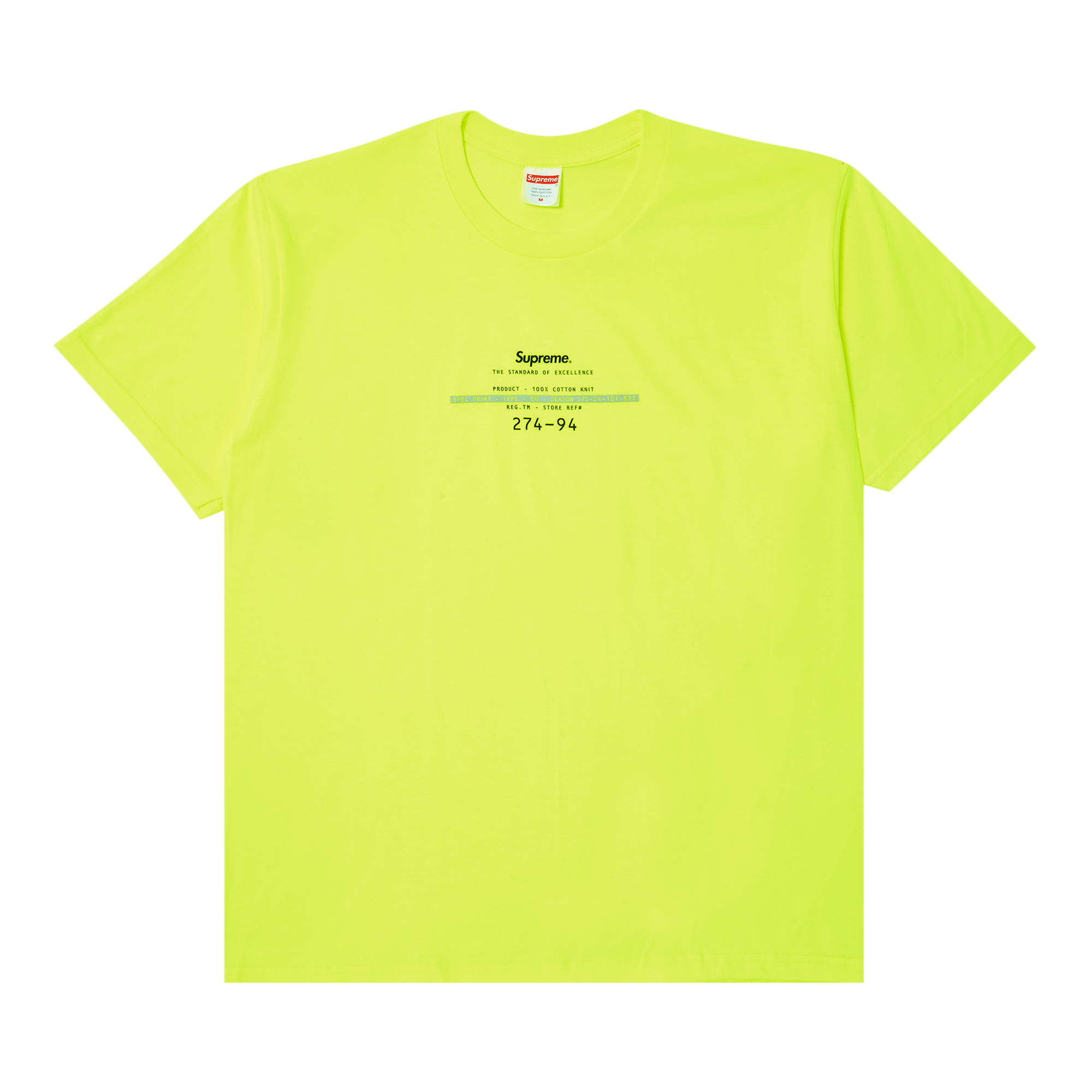 Supreme Standard Tee 'Fluorescent Yellow'