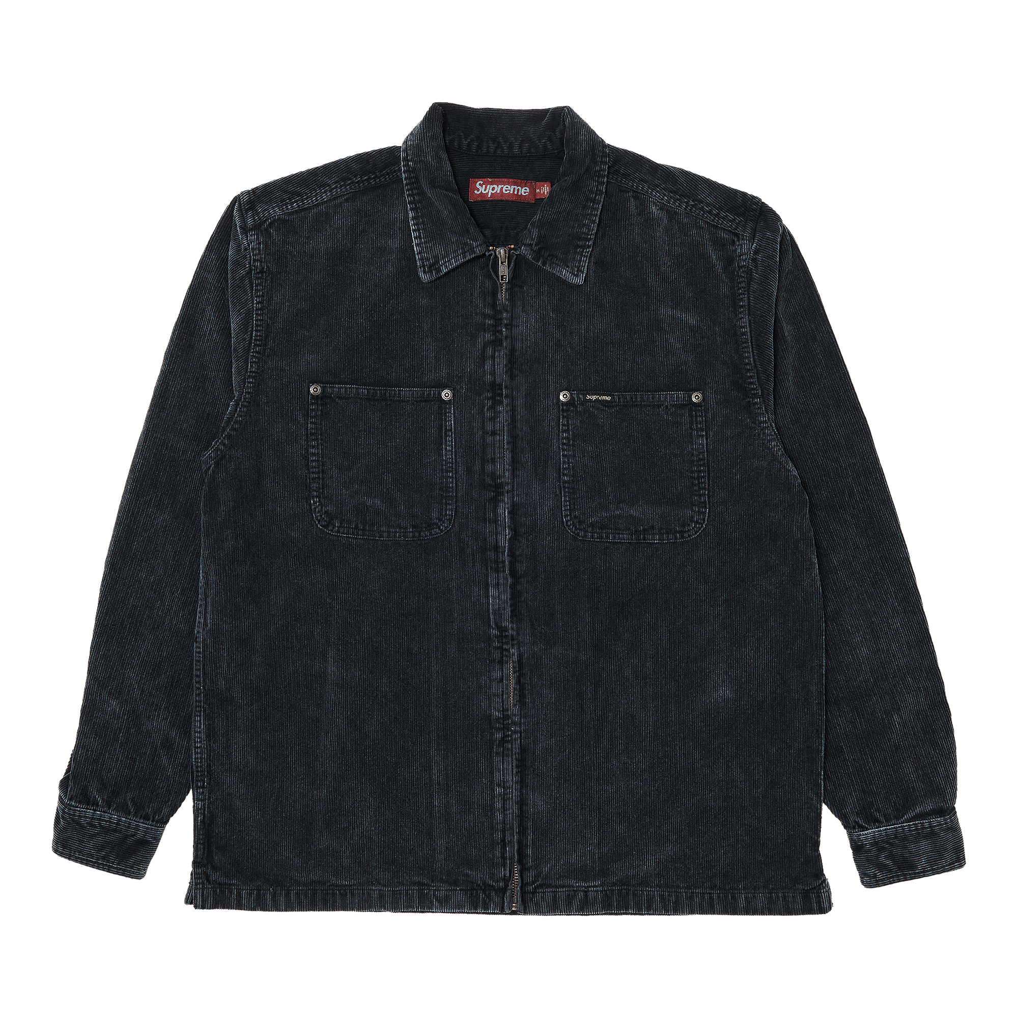 Supreme Washed Corduroy Zip Up Shirt 'Black'