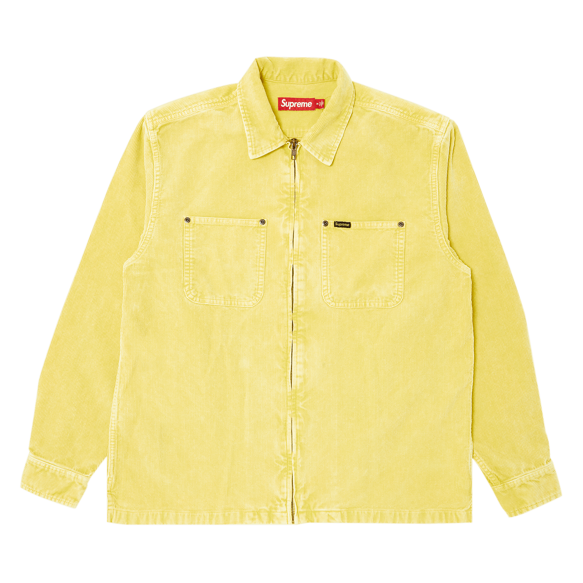 Supreme Washed Corduroy Zip Up Shirt 'Yellow'
