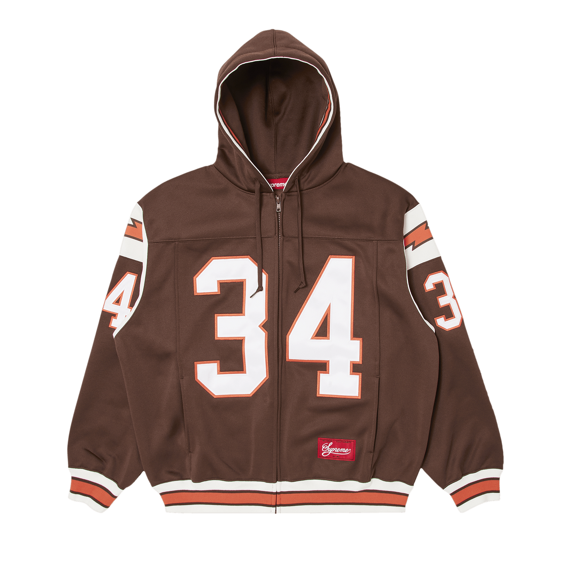 Supreme Football Zip Up Hooded Sweatshirt 'Brown'