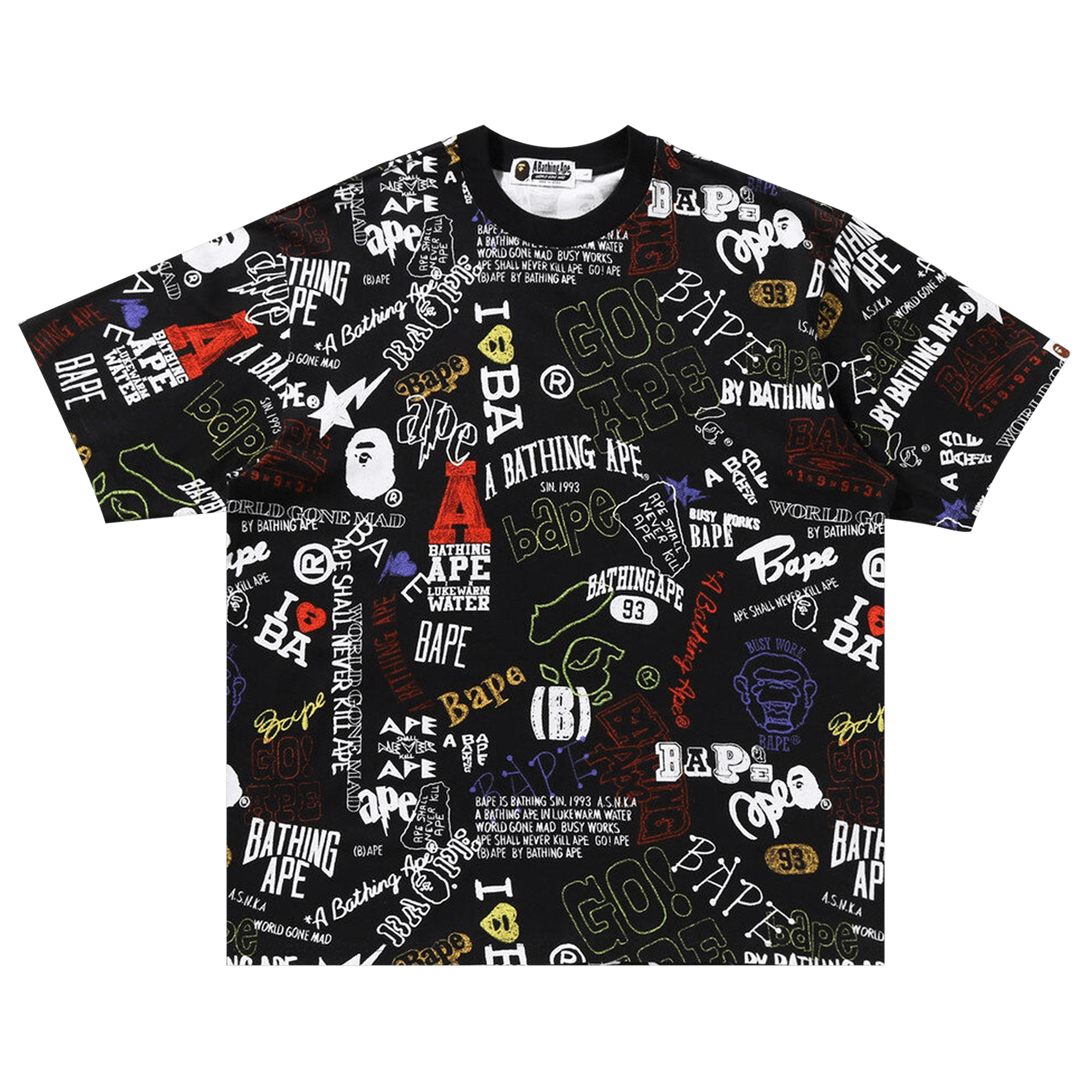 BAPE Hand Draw Pattern Relaxed Fit Tee 'Black'