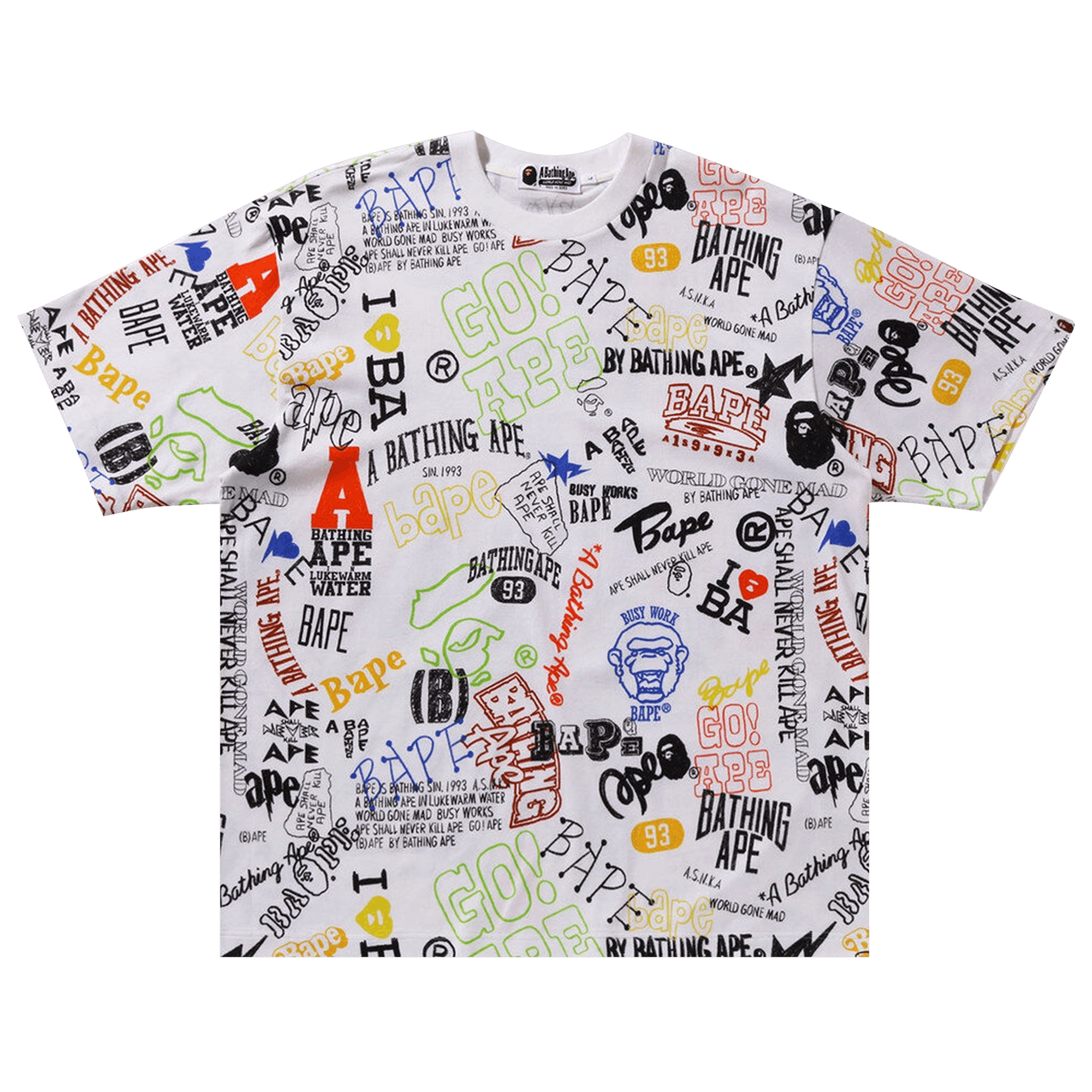 BAPE Hand Draw Pattern Relaxed Fit Tee 'White'