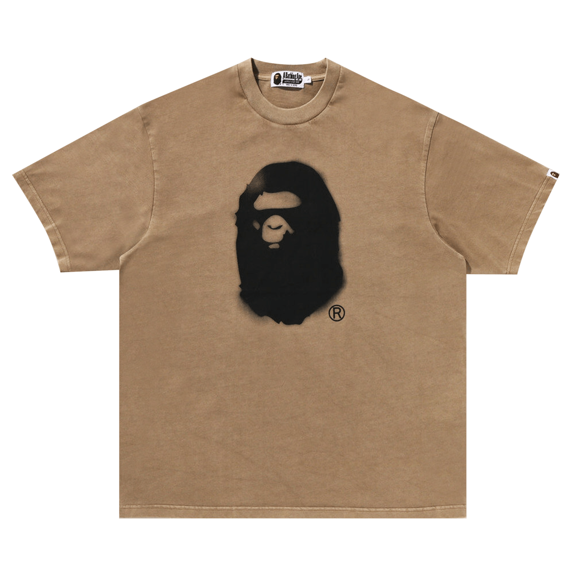 BAPE Spray Ape Head Garment Dyed Relaxed Fit Tee 'Beige'
