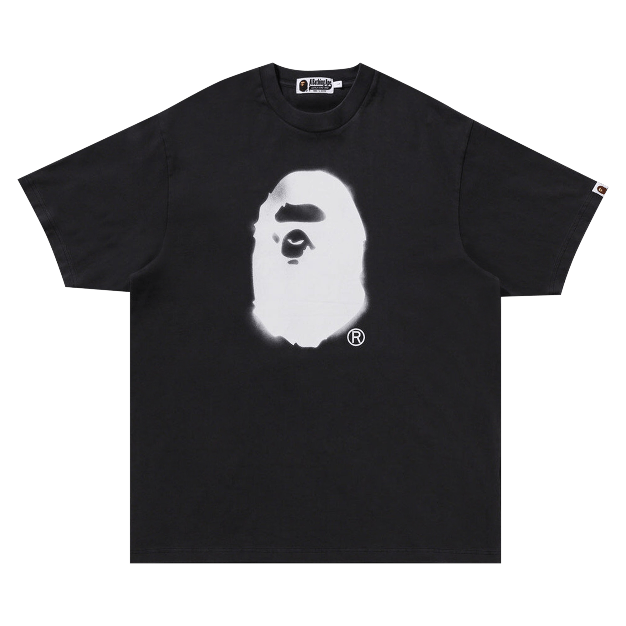 BAPE Spray Ape Head Garment Dyed Relaxed Fit Tee 'Black'